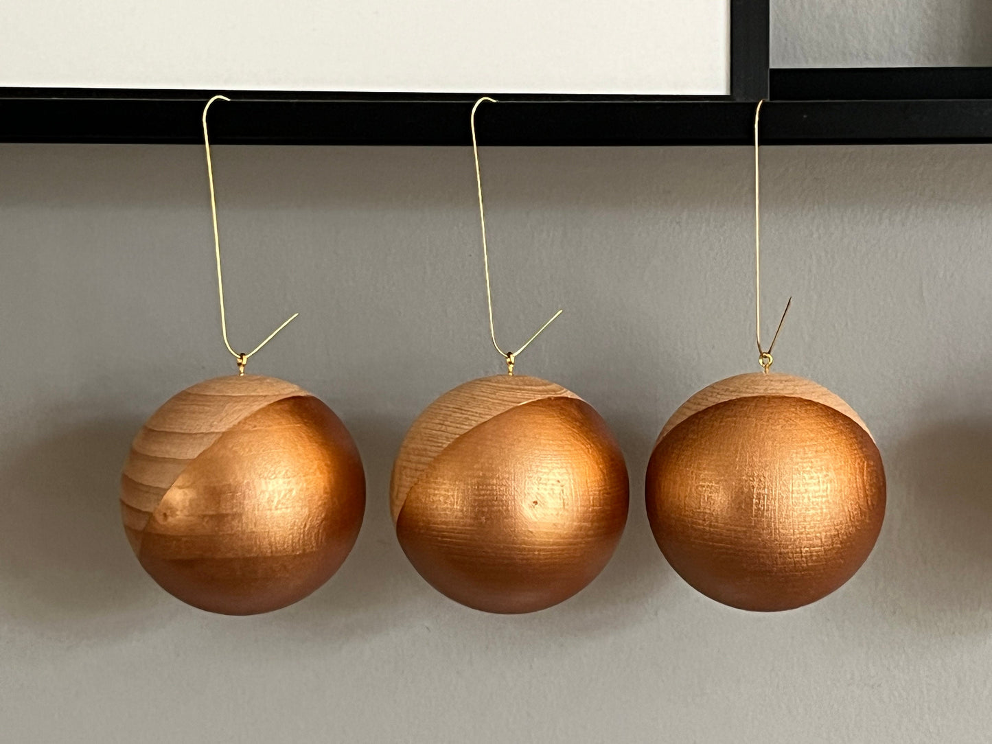 3 Wooden Baubles Set - Single Colour | Minimalist Christmas | Painted Wood Bauble | Scandi Decor | Handmade |Sustainable Hardwood Chrismas