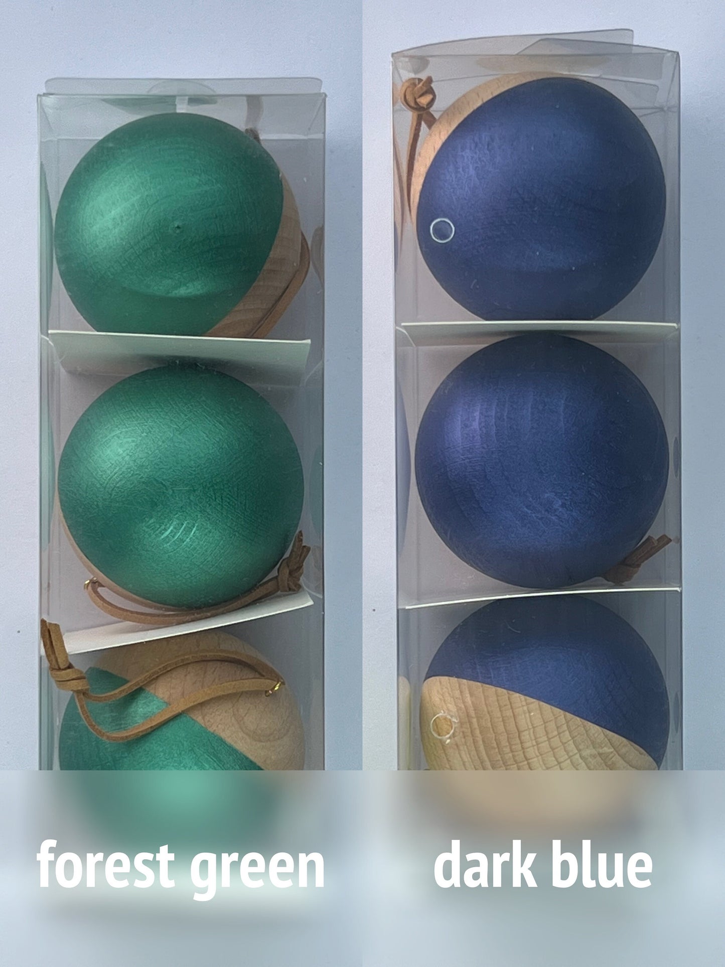 3 Wooden Baubles Set - Single Colour | Minimalist Christmas | Painted Wood Bauble | Scandi Decor | Handmade |Sustainable Hardwood Chrismas
