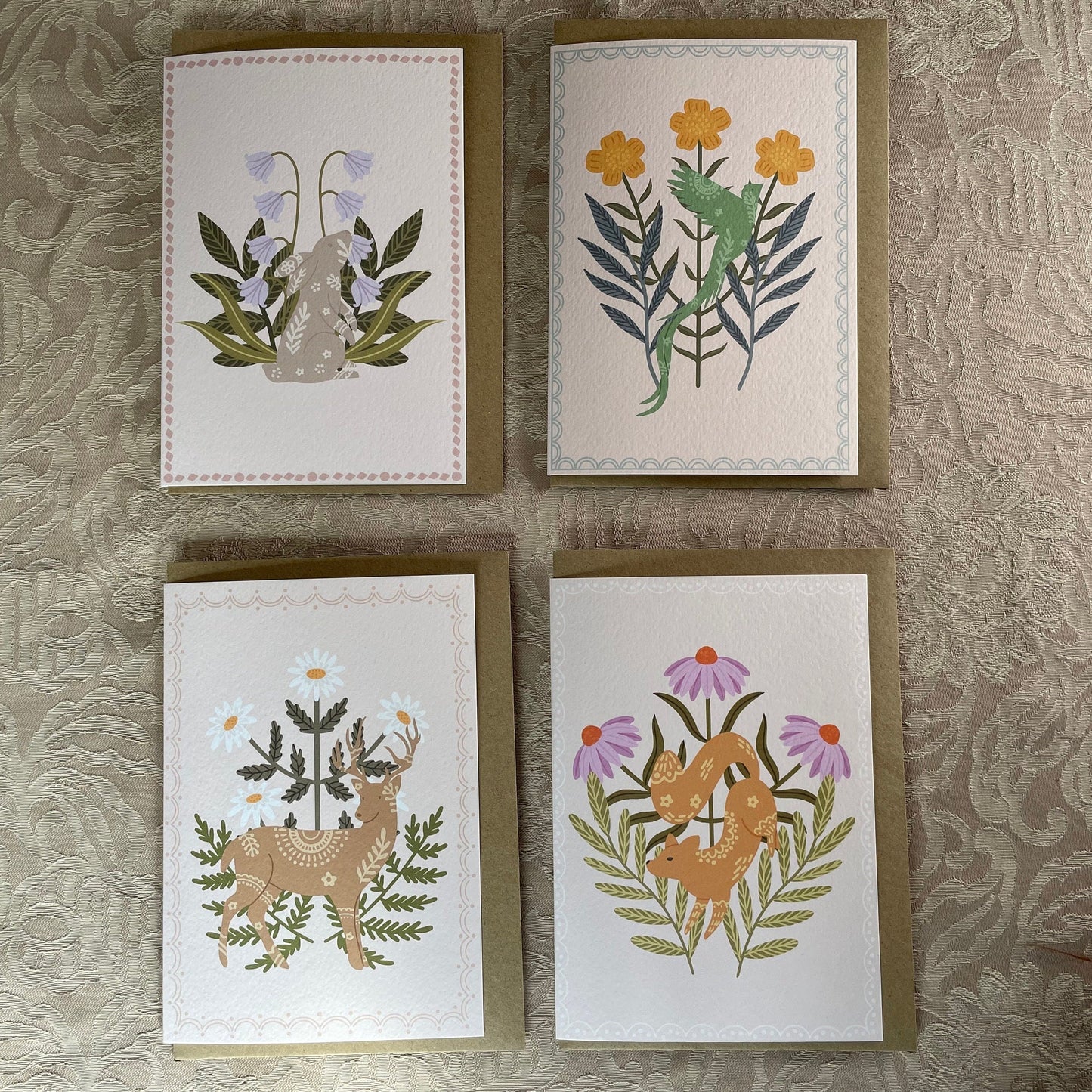 Quetzal Greeting Card | Scandi Folk Art | Thanksgiving | Folksy | Wildflowers
