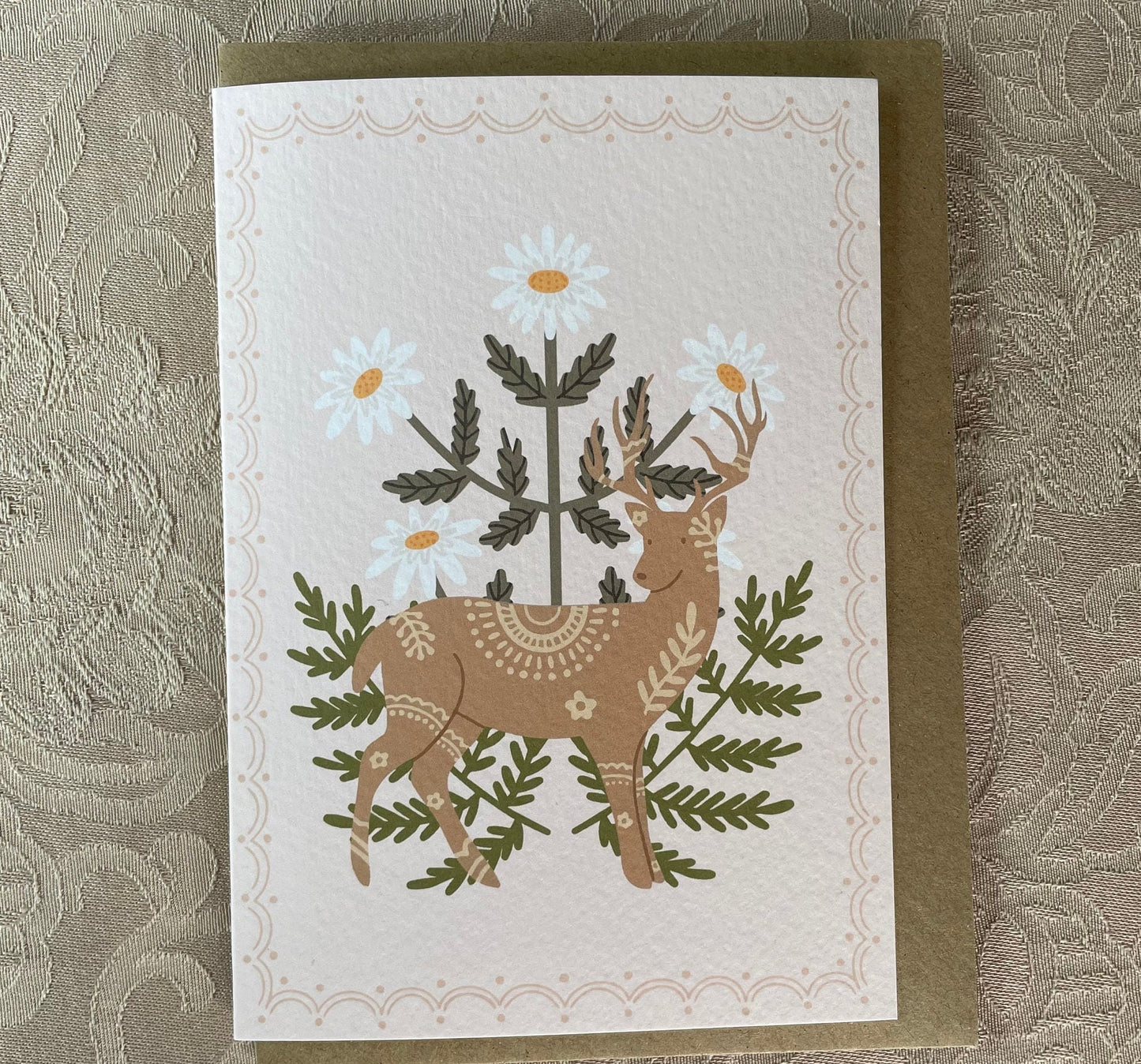 Deer Greeting Card | Reindeer | Game | Floral | Wildflowers | Thanksgiving | Folksy