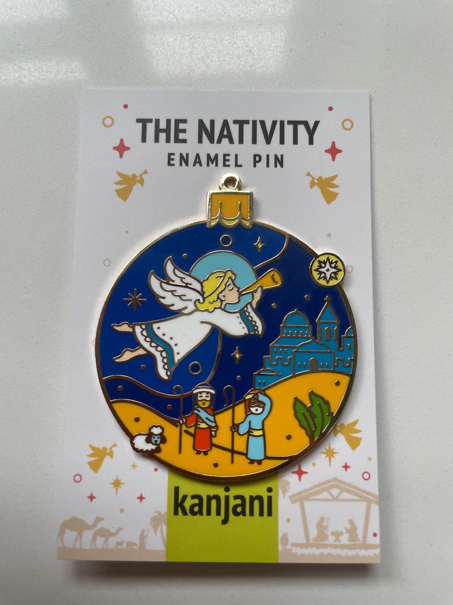 Nativity enamel keychain, ornament, bauble, fridge magnet, Mary, Joseph, Jesus, wise men, magi, angel, shepherds, Christmas, Tree, Bethlehem