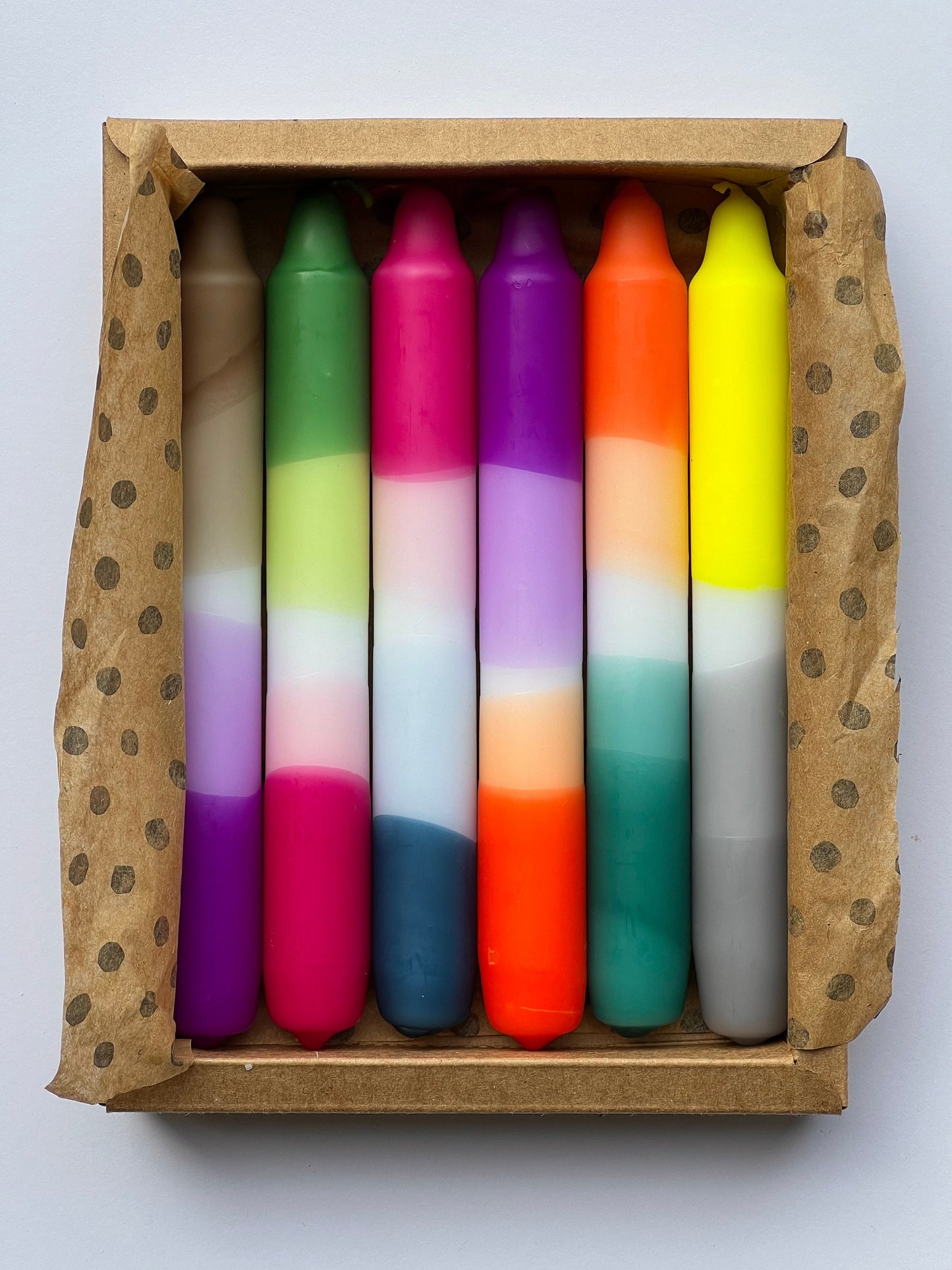 2 Orange and Purple Neon Dip Dye Candles | Gift for her | Bridesmaid Gift | Birthday gift | Pillar | Housewarming gift | Fun gift Neon decor