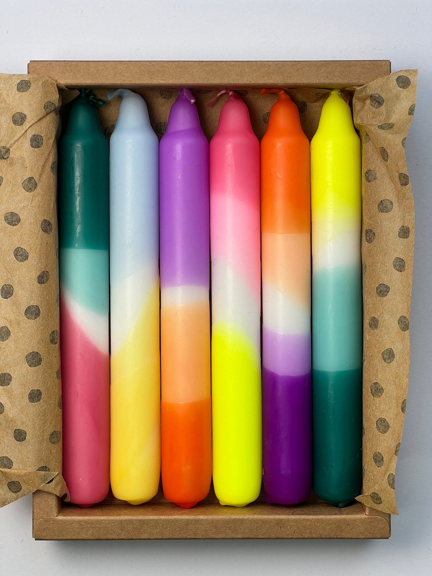 2 Orange and Purple Neon Dip Dye Candles | Gift for her | Bridesmaid Gift | Birthday gift | Pillar | Housewarming gift | Fun gift Neon decor