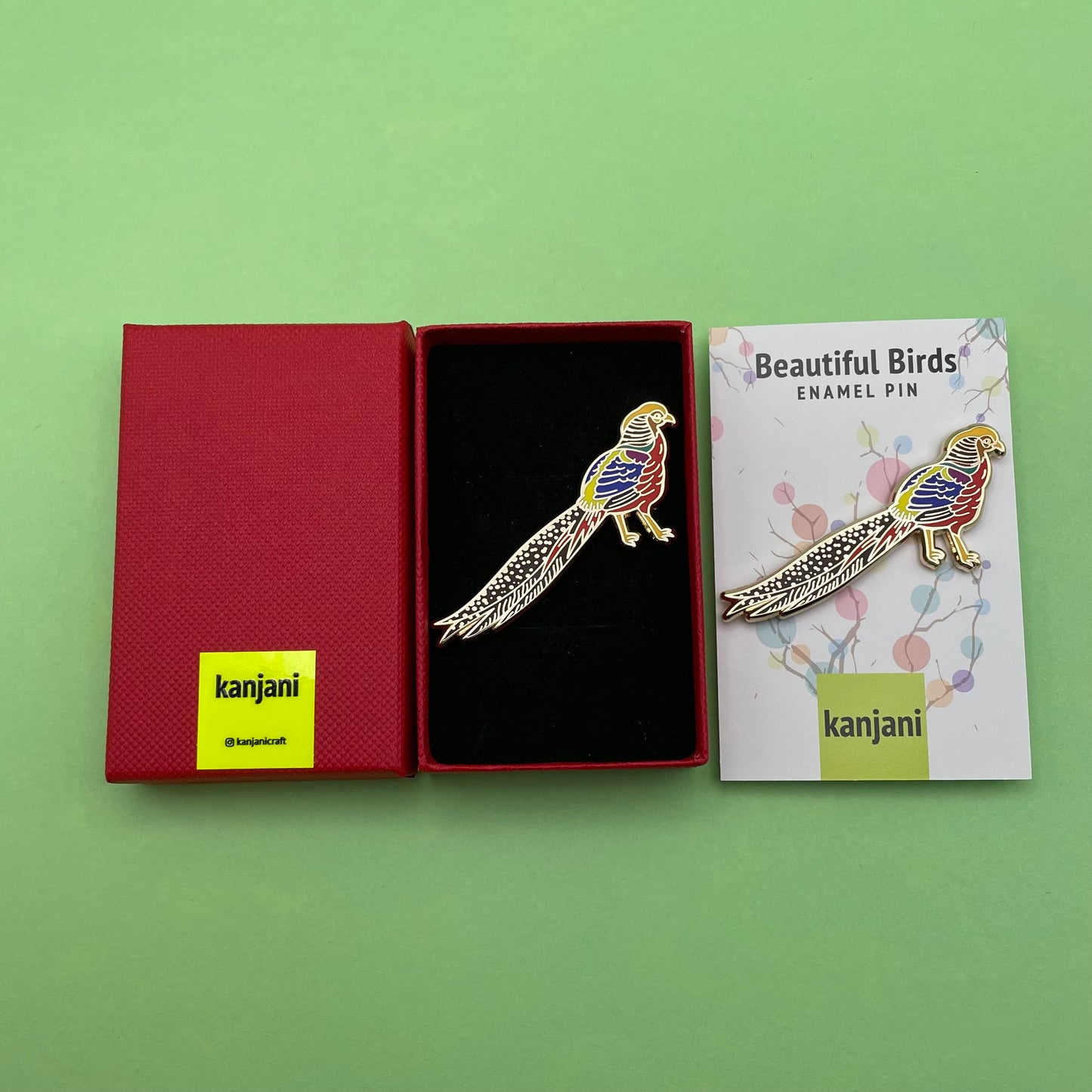 Golden Pheasant Enamel pin gift badge | Rainbow Pheasant | Beautiful Birds | gift for him | Game Bird | Gifts under 20 | Bird lover gift