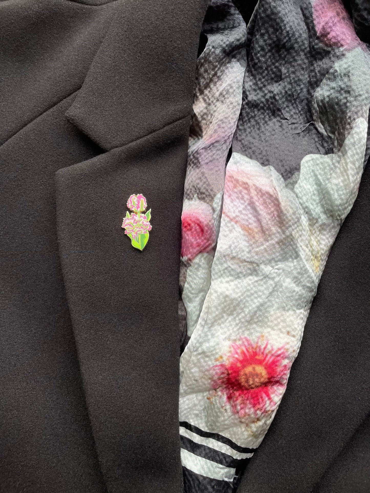 Tulip Enamel pin gift Badge, Frilly Parrot, Gift for her, Mothers Day