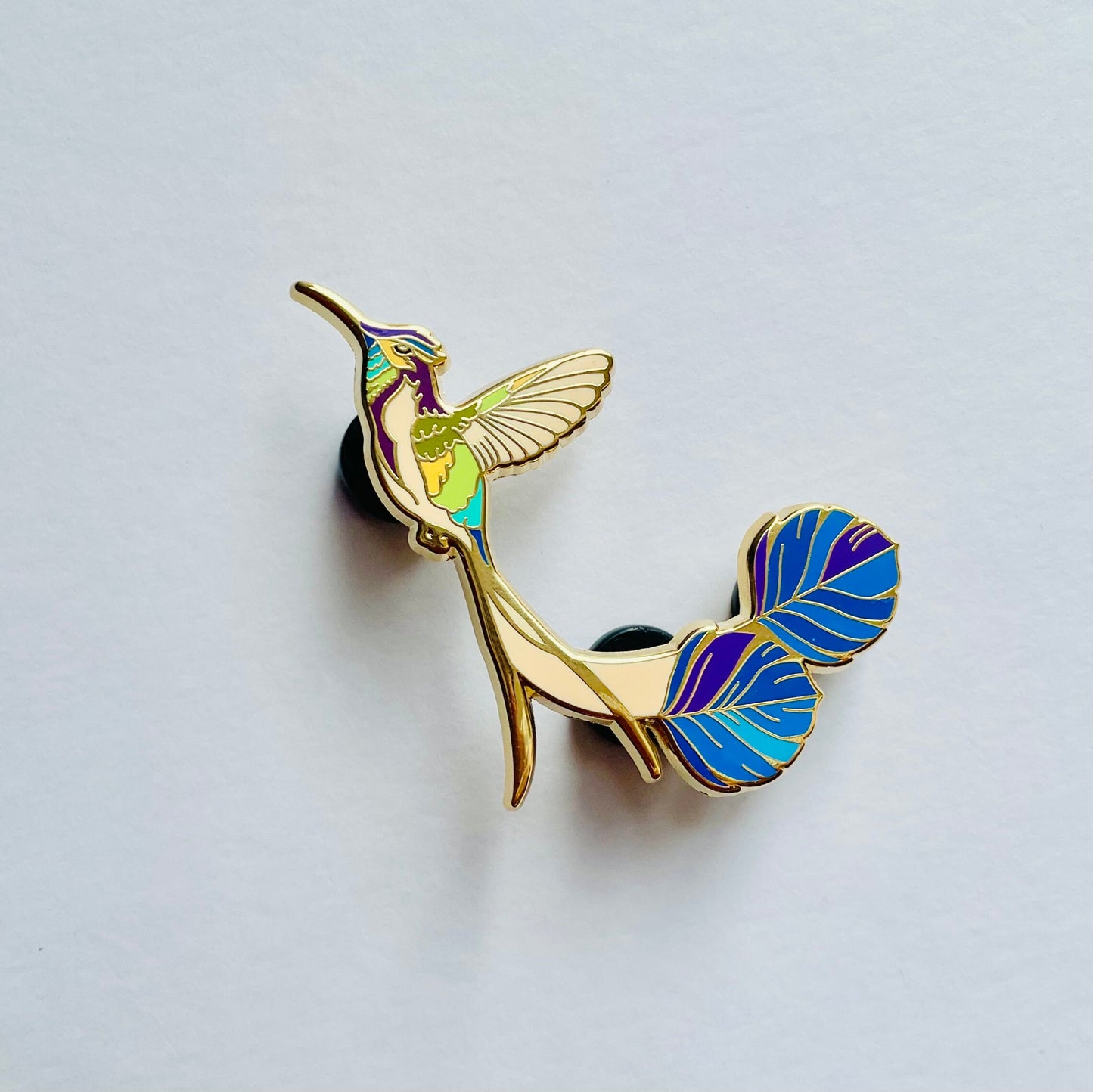 Blue dangle drop cubic zirconia gold feather earrings, Gifts under 30, Mothers Day Gift, Bird-themed jewelry, Nature Gift