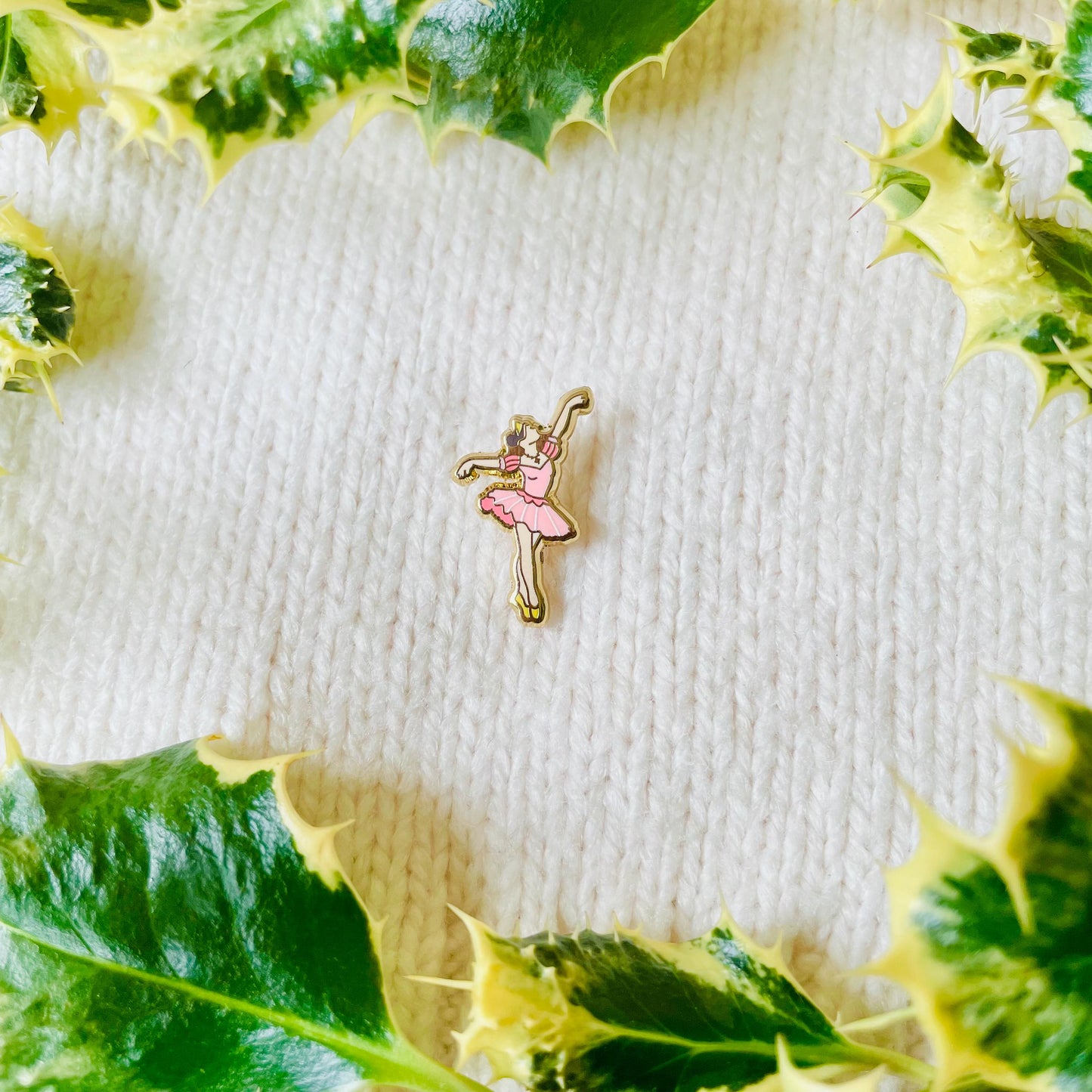 White East Asian Caucasian ballerina princess gold hard enamel mini pin