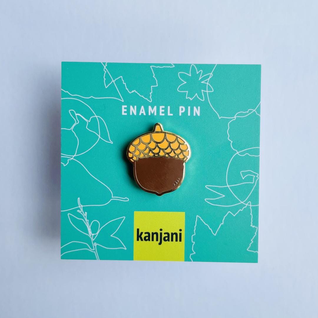 Acorn mini enamel pin, Harvest Thanksgiving Halloween Gift, Fall lanyard decor, Autumn gift, gift under 15, camping gift, forest outdoors