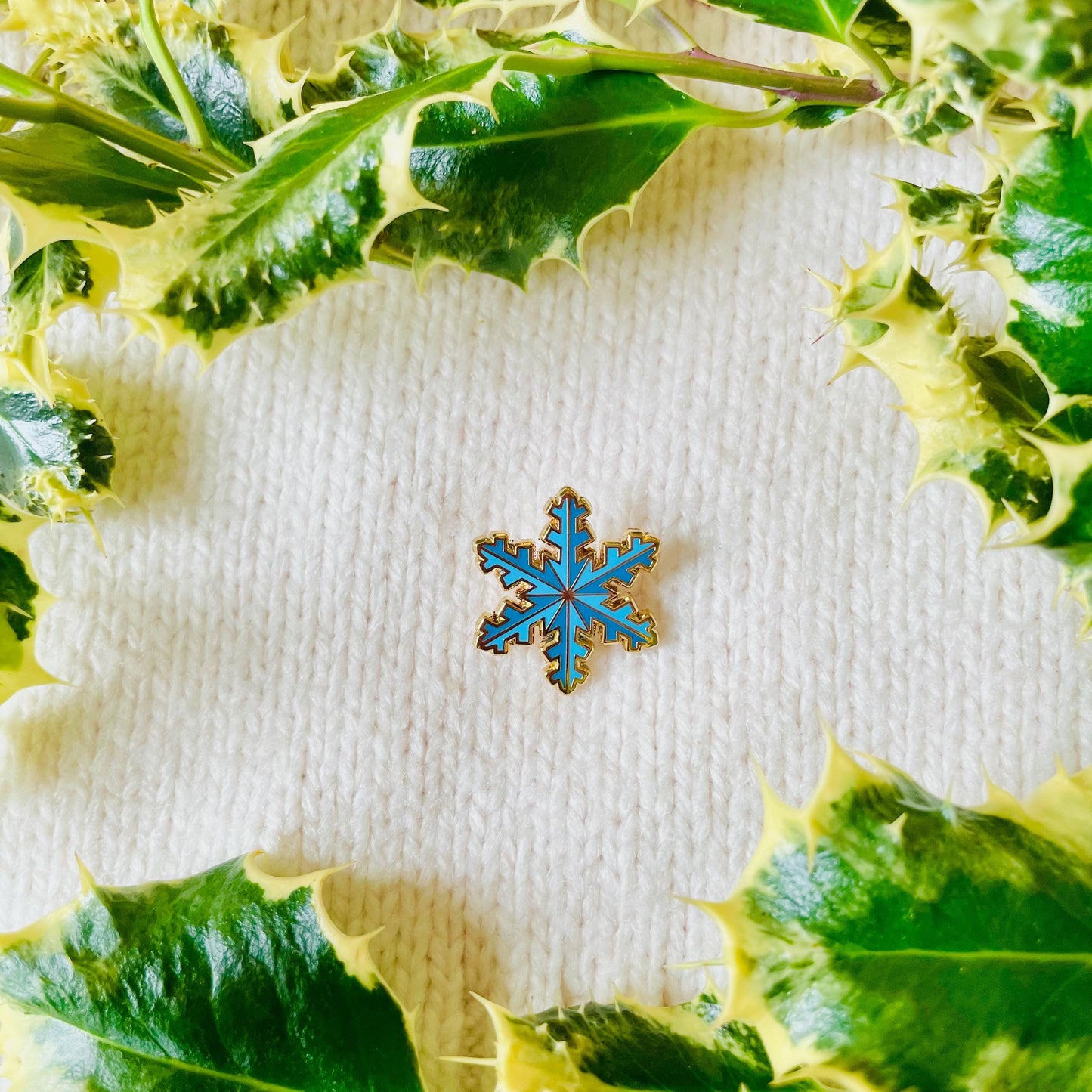 blue tones snowflake gold hard enamel mini pin badge