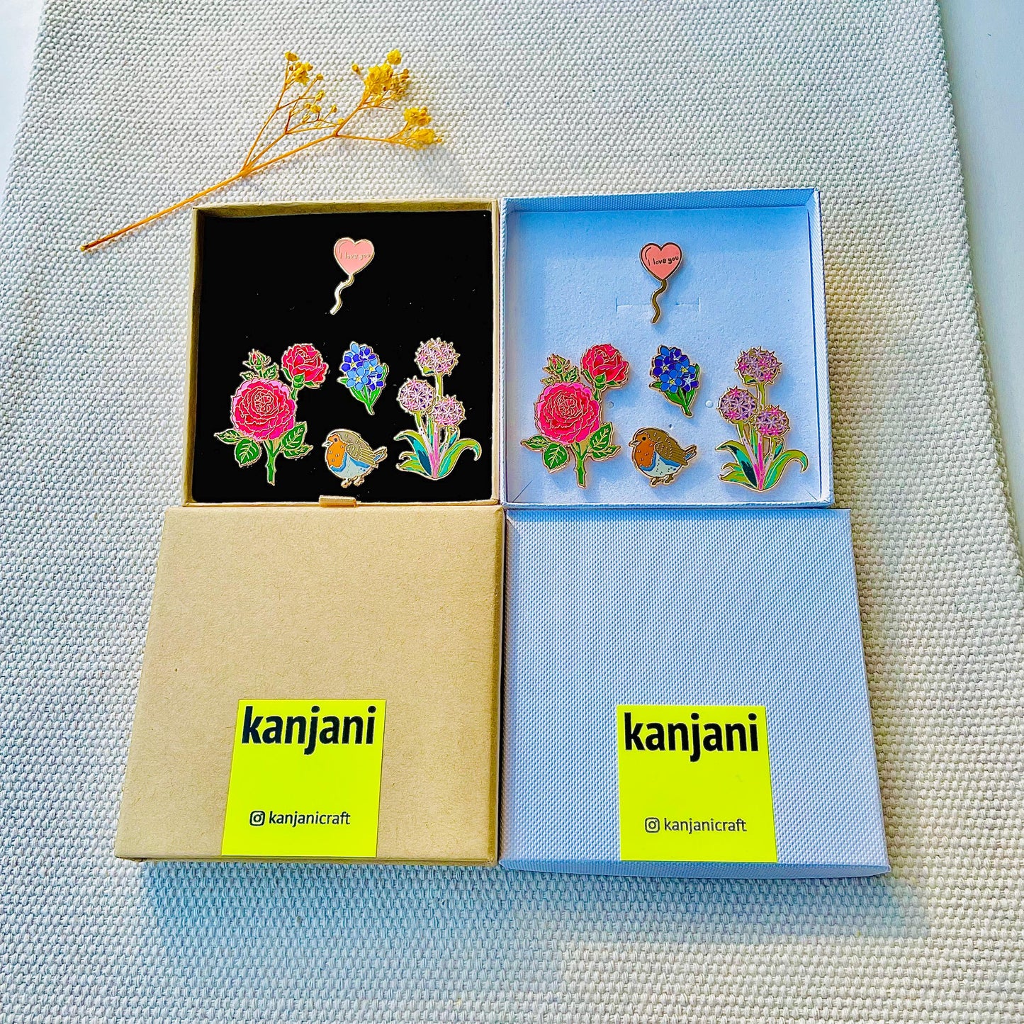 Flower Enamel pin gifts gift box, I love you, gift for her, birthday, romantic, birth flower