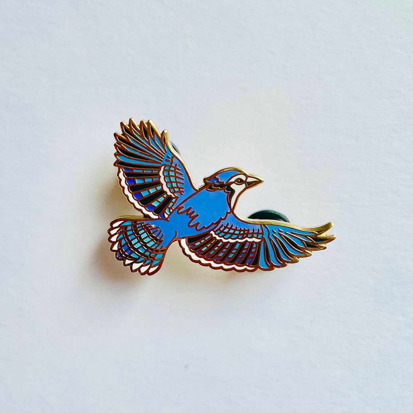 Blue Jay v.2 Enamel pin gift, Bird lapel badge, Gift him, her, kingfisher, pigeon, magpie