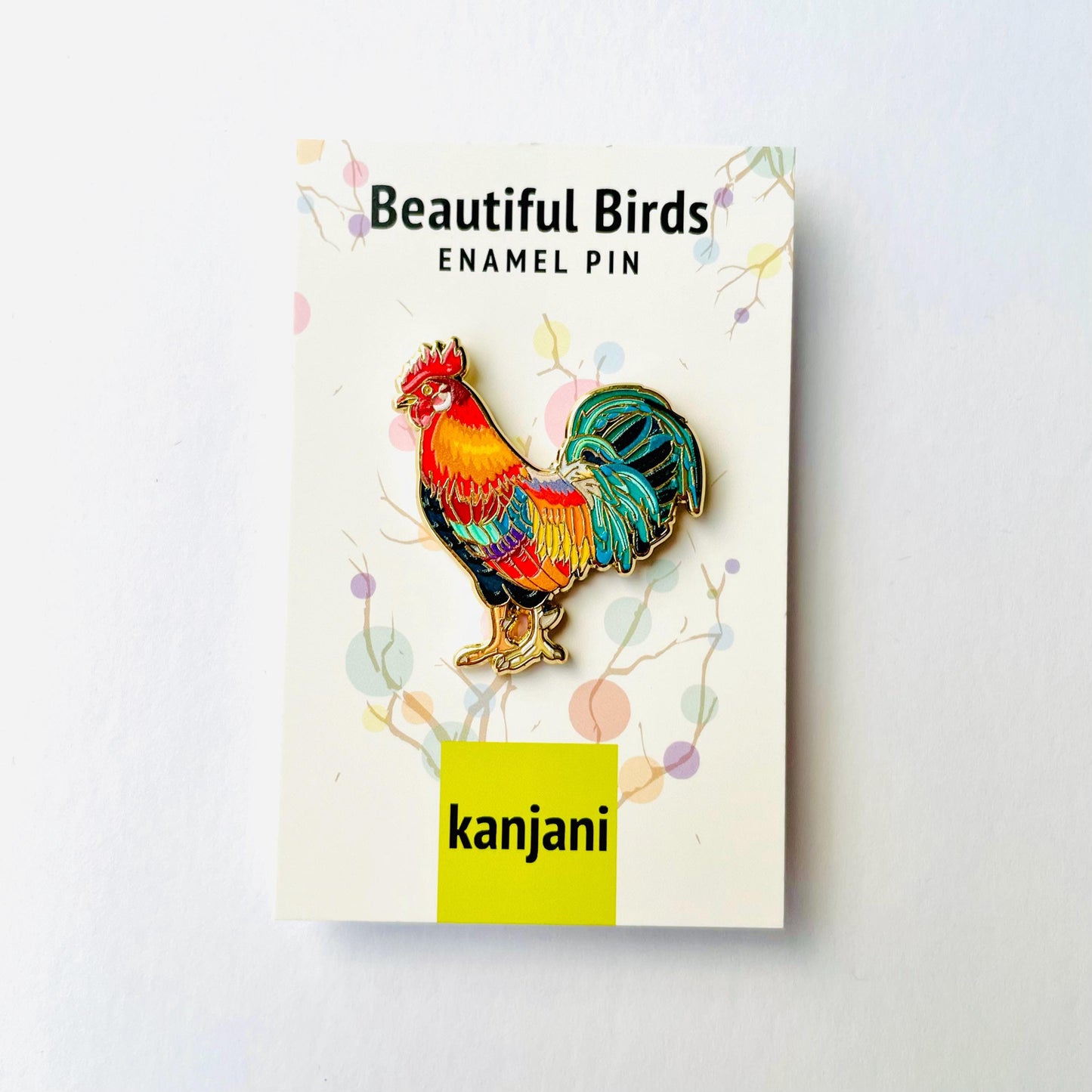 Rainbow Chicken junglefowl gold hard enamel lapel pin badge