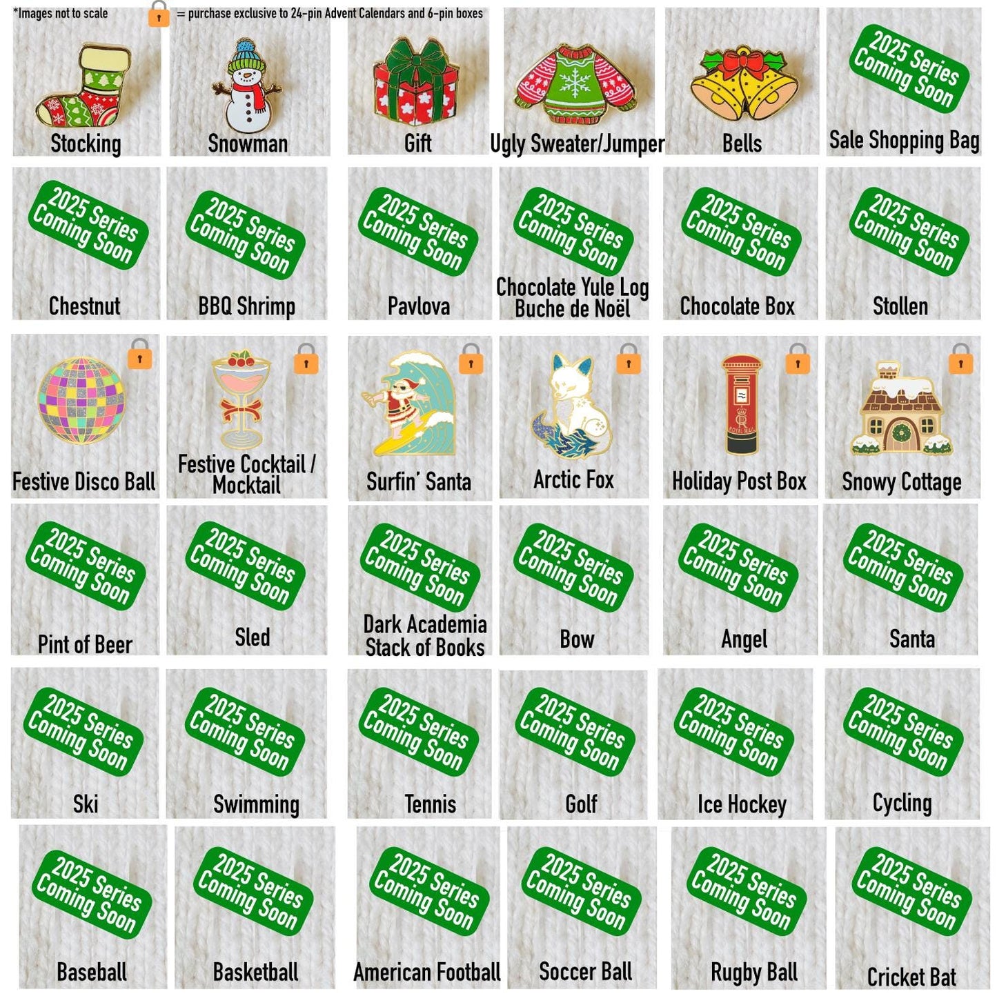 24-Pin Custom Christmas Enamel Mini Pin Advent Calendar – DIY Surprise Gift Box, Stocking Stuffer, Festive Party Game