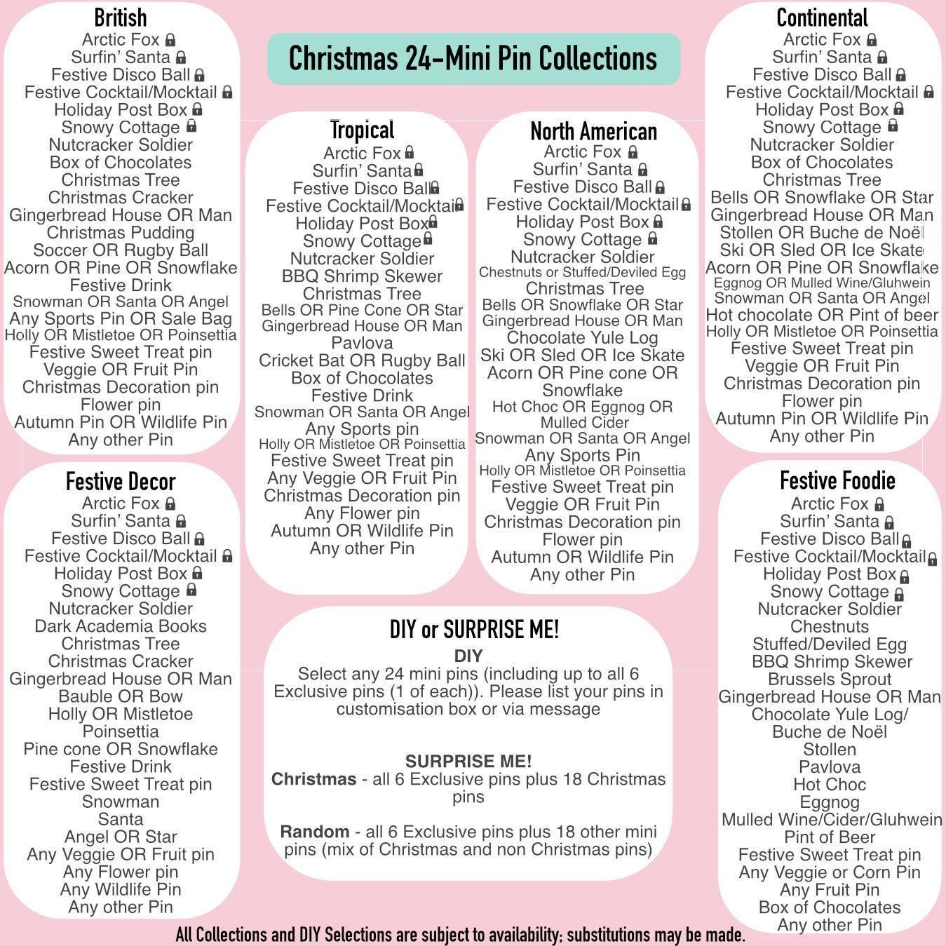 24-Day Pin Advent Calendar – Custom Enamel Pins Gift, Stocking Stuffer, Festive Party Game