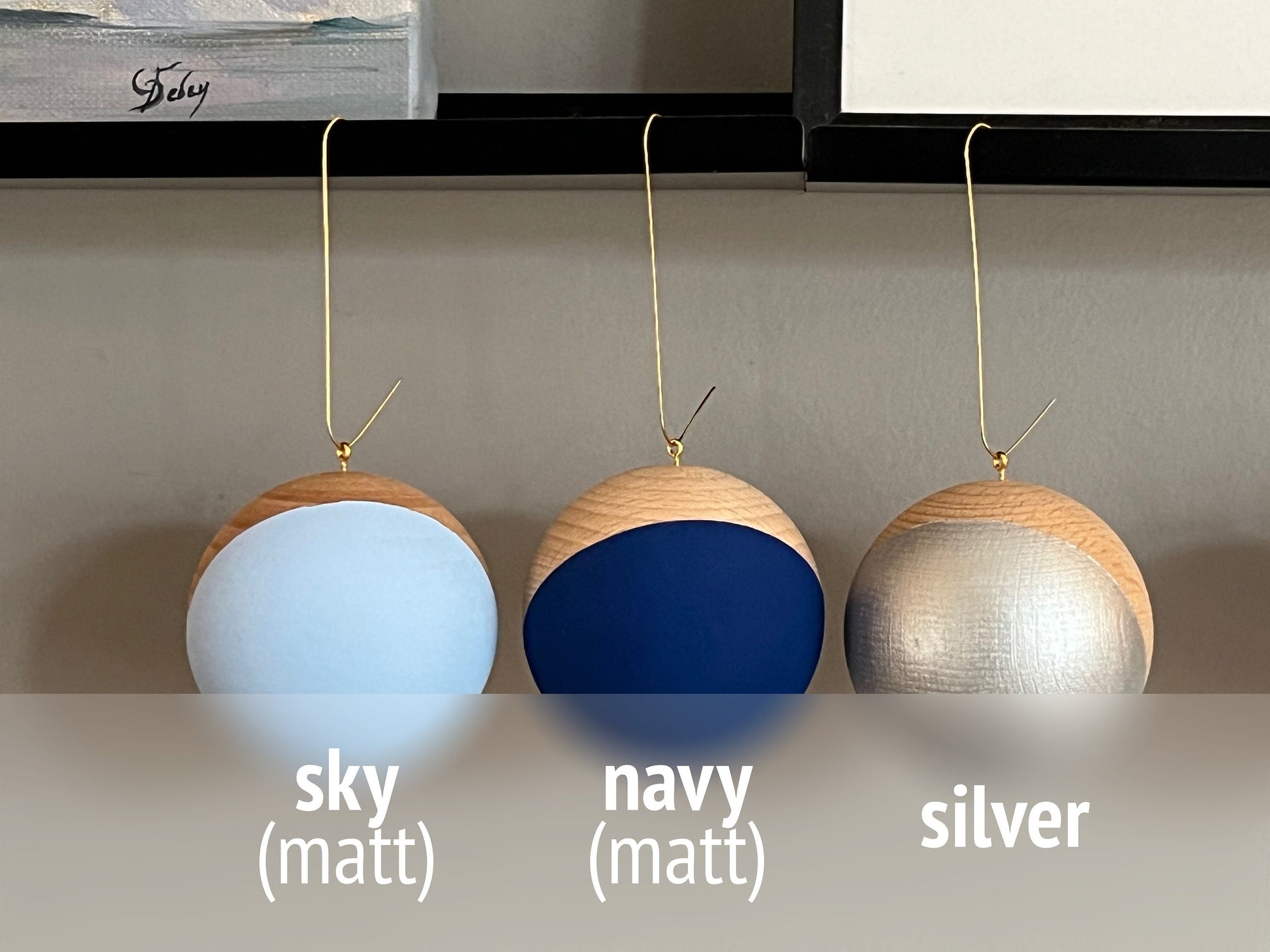3 Wooden Baubles Set - Multicoloured | Minimalist Christmas | Painted Wood Bauble | Scandi Decor | Handmade |Sustainable Hardwood Chrismas