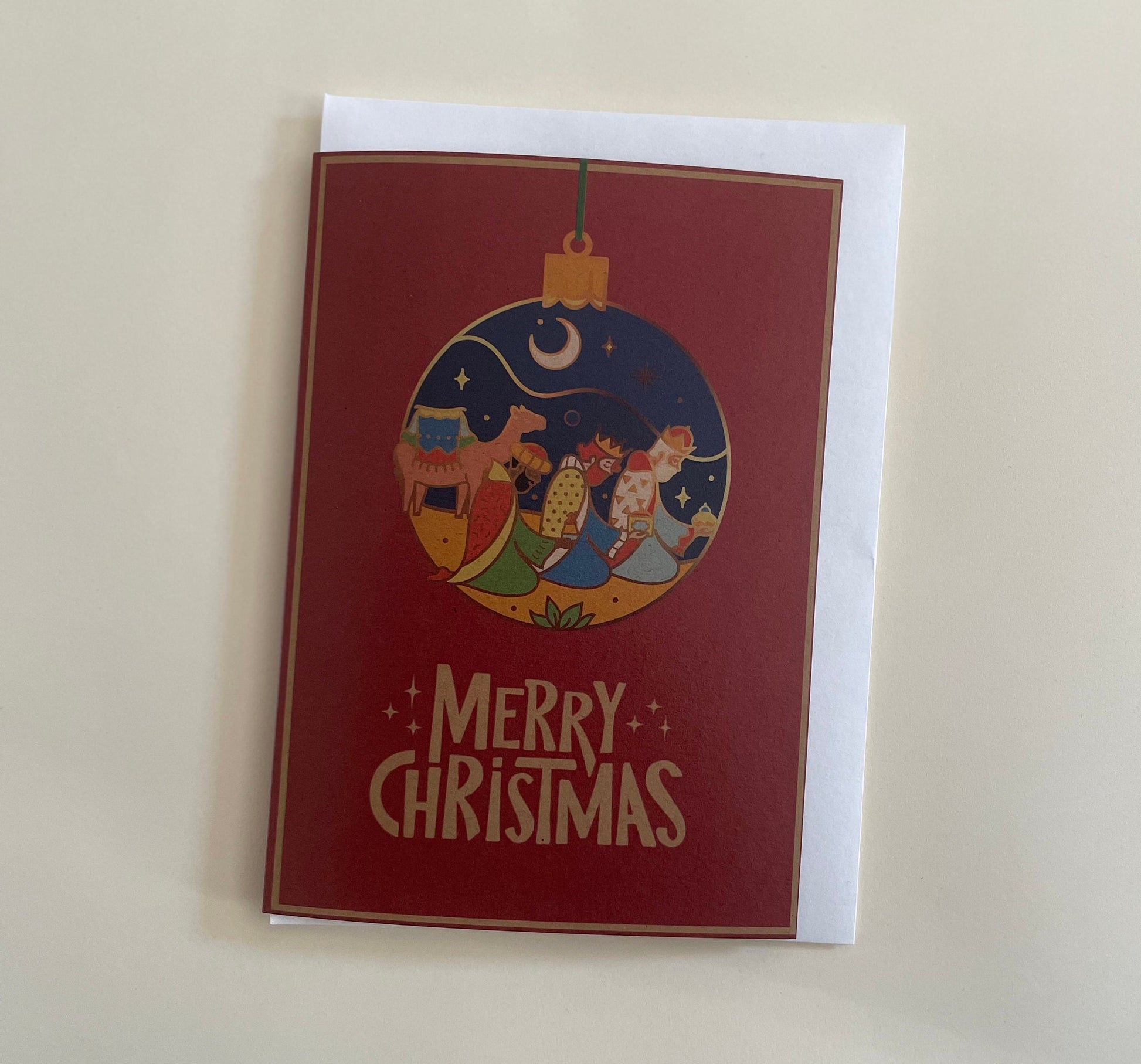 Christmas Bauble Tree Ornament Decoration Wise Men Magi Greeting Card | Nativity | Holy Star Bethlehem | Shepherds | Angel | Myrrh | Gold