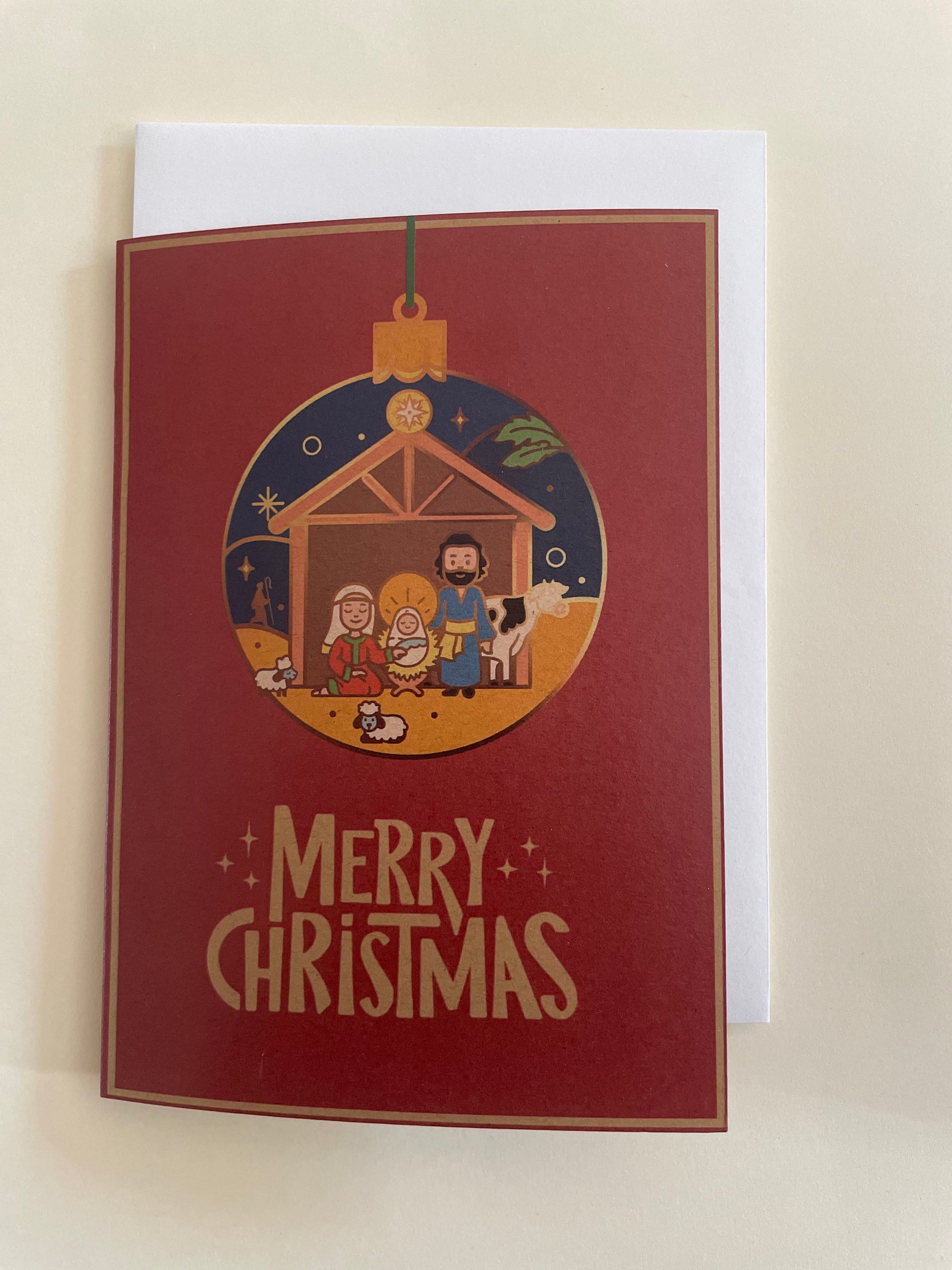 Christmas Bauble Tree Ornament Decoration Holy family Greeting Card | Nativity | Holy Star Bethlehem | Shepherds | Angel | Magi Wise Men