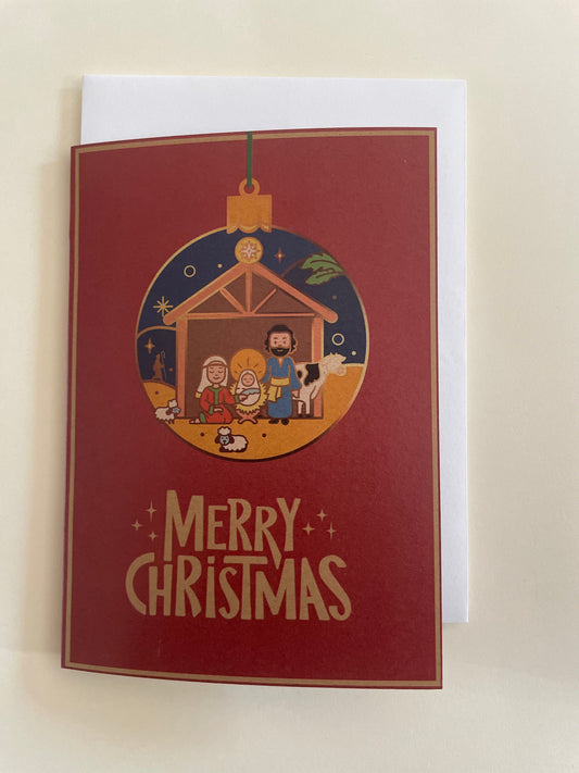Christmas Bauble Tree Ornament Decoration Holy family Greeting Card | Nativity | Holy Star Bethlehem | Shepherds | Angel | Magi Wise Men