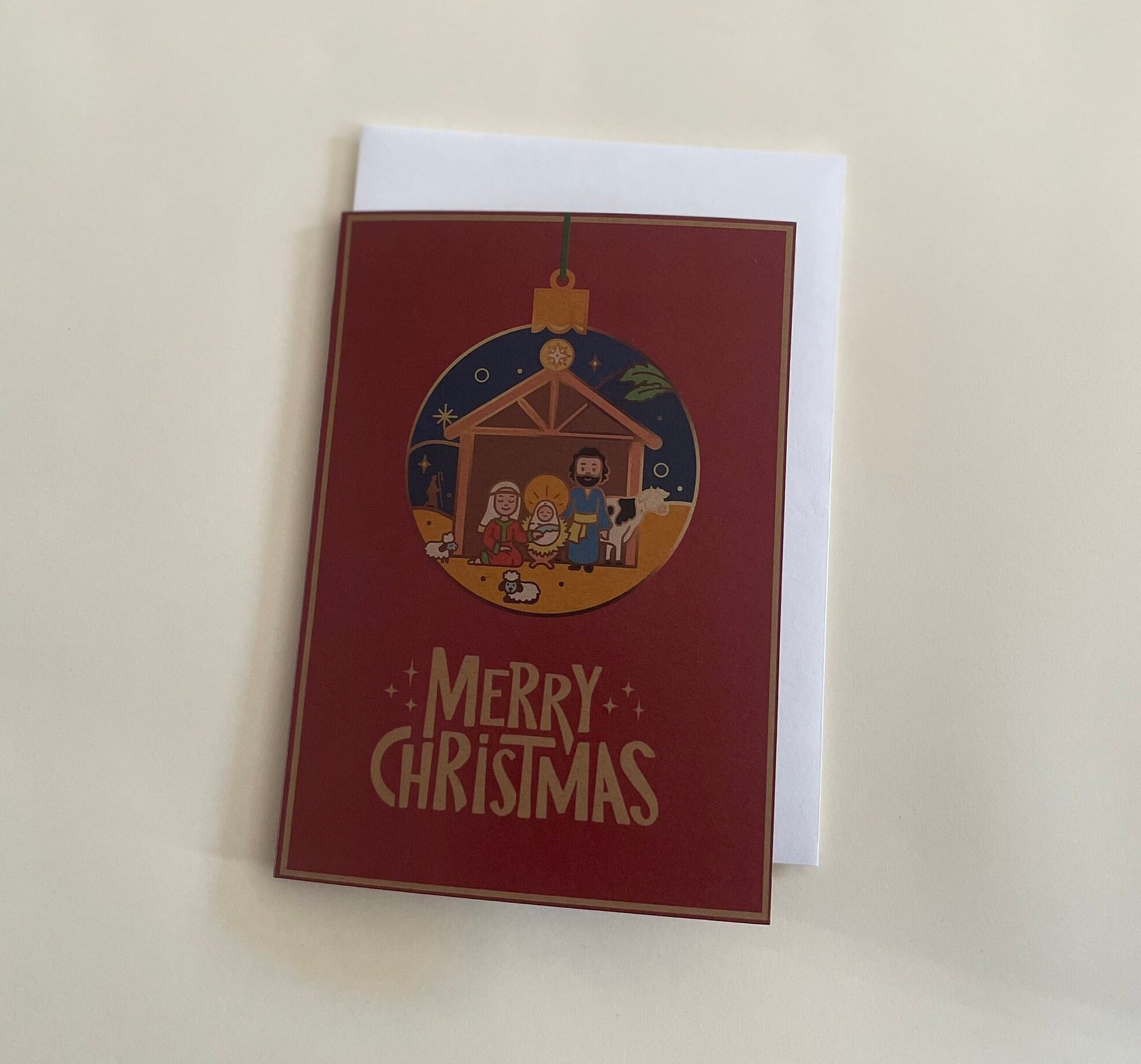Christmas Bauble Tree Ornament Decoration Holy family Greeting Card | Nativity | Holy Star Bethlehem | Shepherds | Angel | Magi Wise Men