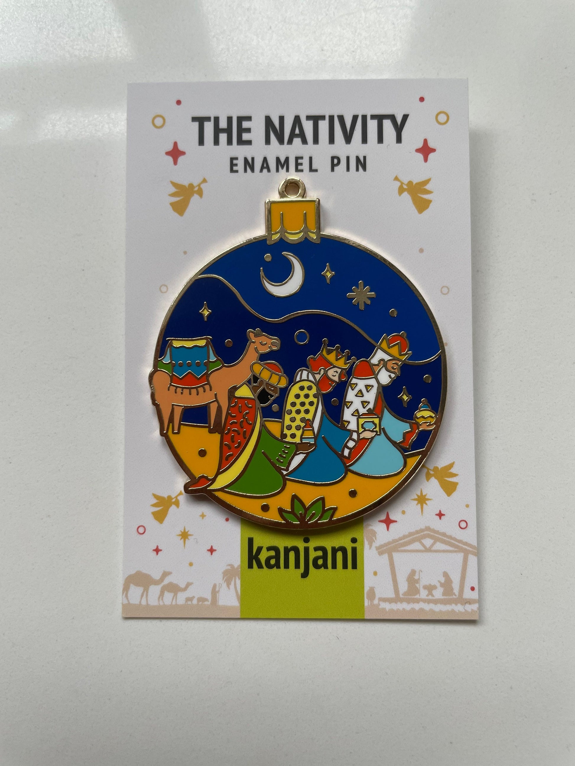 Nativity enamel keychain, ornament, bauble, fridge magnet, Mary, Joseph, Jesus, wise men, magi, angel, shepherds, Christmas, Tree, Bethlehem