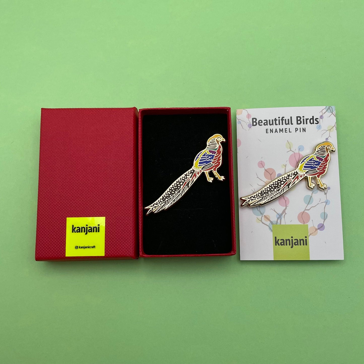 Golden Pheasant Enamel pin gift badge | Rainbow Pheasant | Beautiful Birds | gift for him | Game Bird | Gifts under 20 | Bird lover gift