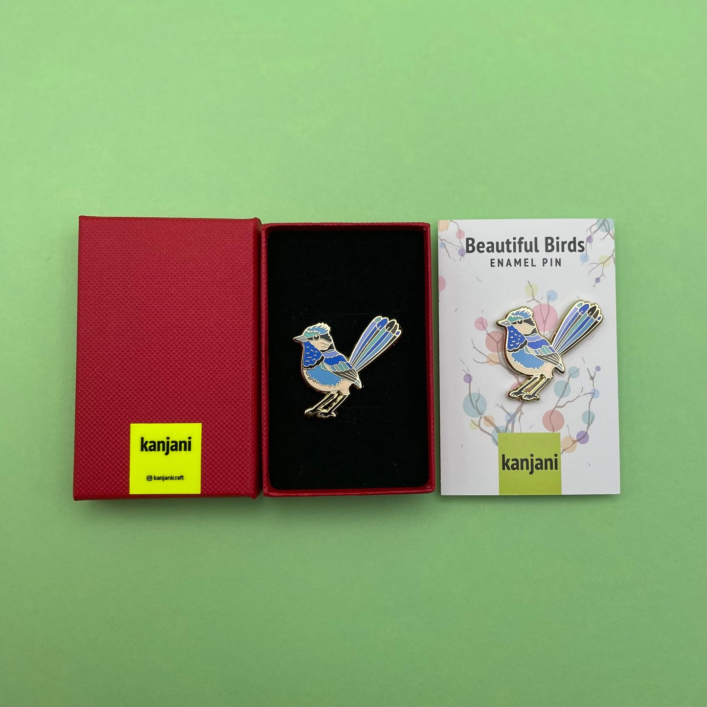 Splendid Fairywren bird Enamel pin, Fairy Wren, Australian, Tropical, Blue bird, pigeon, magpie, Festive Bird,Gift for her, gift for him