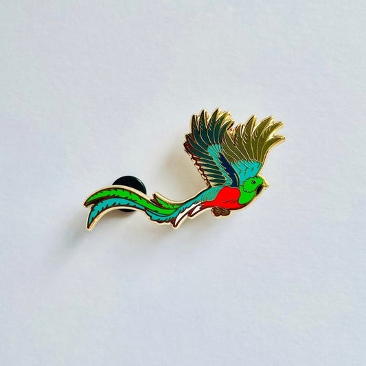 Resplendent quetzal gold hard enamel pin