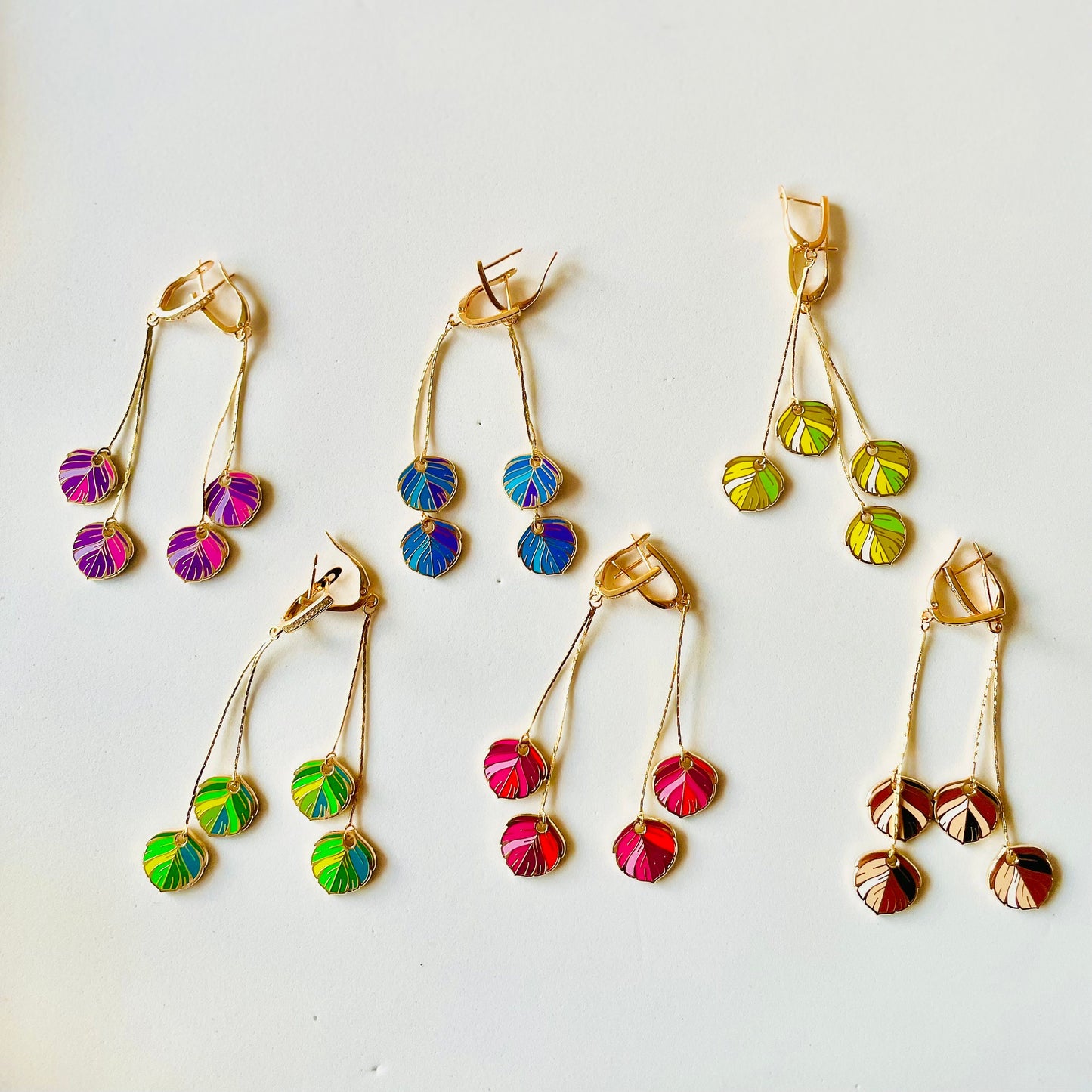 Feather Drop Earrings: Lime Citrus Enamel Design (Gold Plated, 3in), Advent calendar