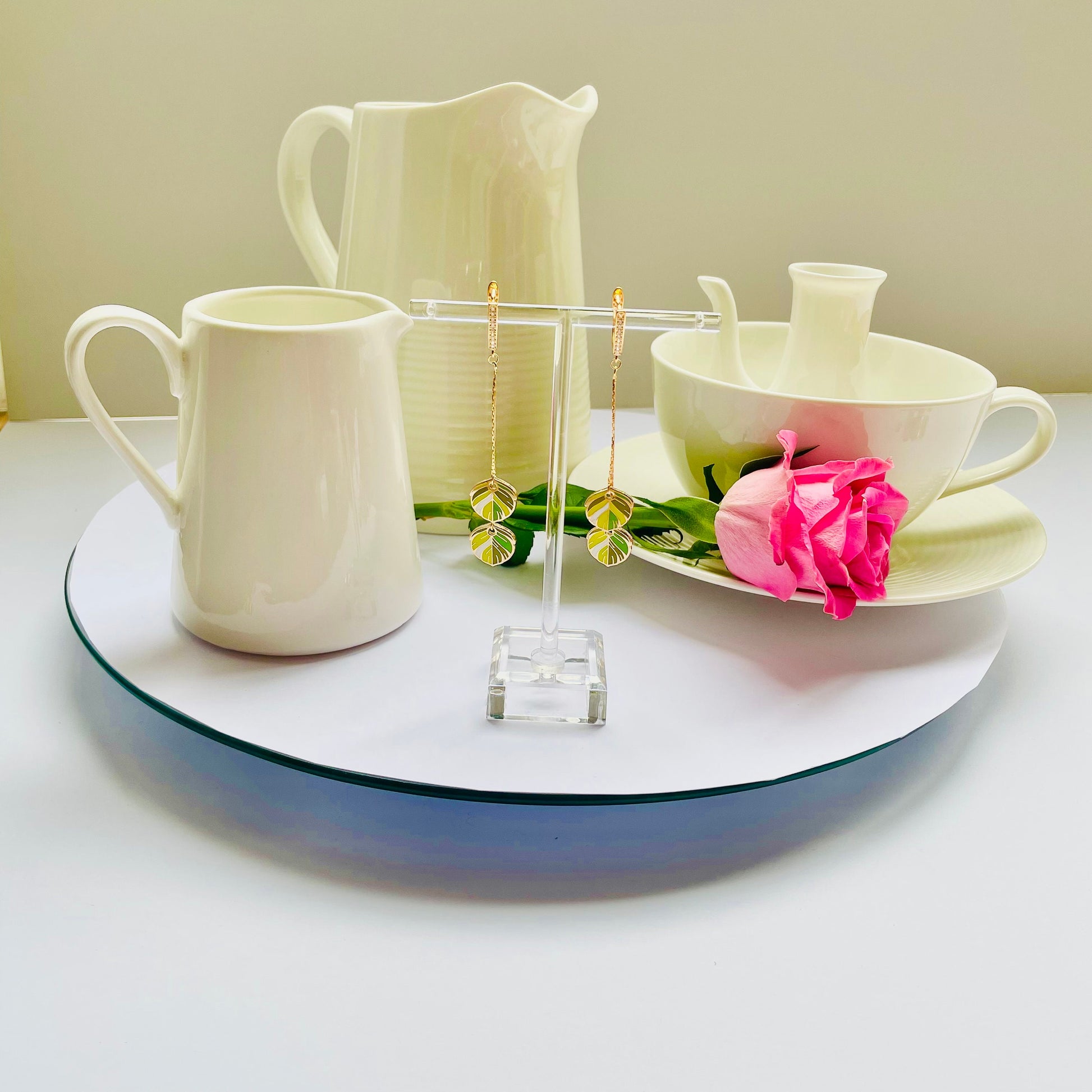 Feather Drop Earrings: Lime Citrus Enamel Design (Gold Plated, 3in), Advent calendar