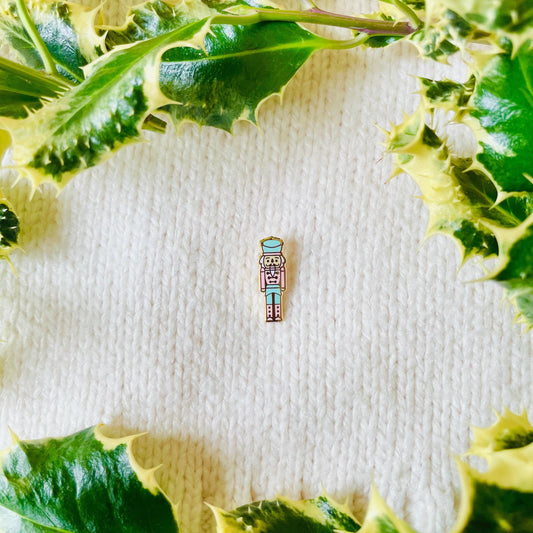 Pink and blue Nutcracker soldier gold hard enamel pin badge