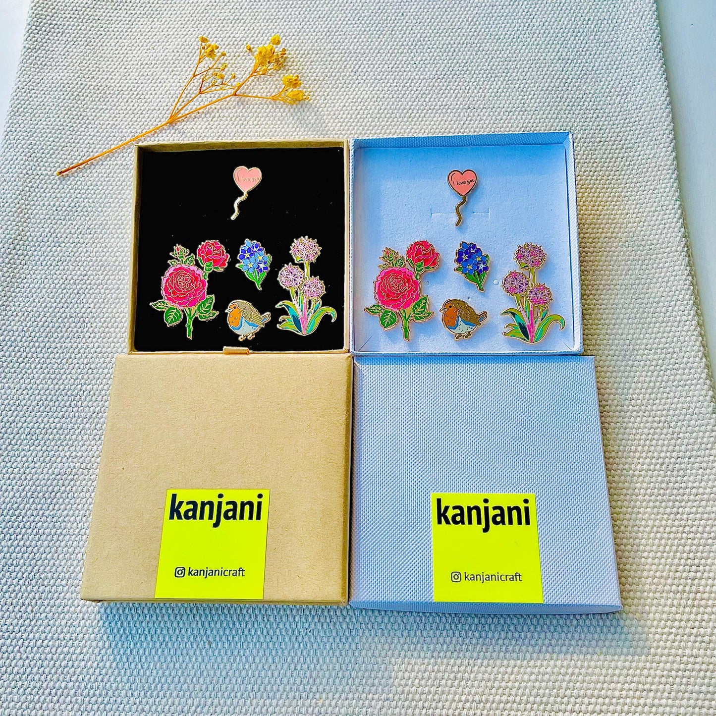 Flower Enamel pin gifts gift box, I love you, gift for her, birthday, romantic, June birth flower