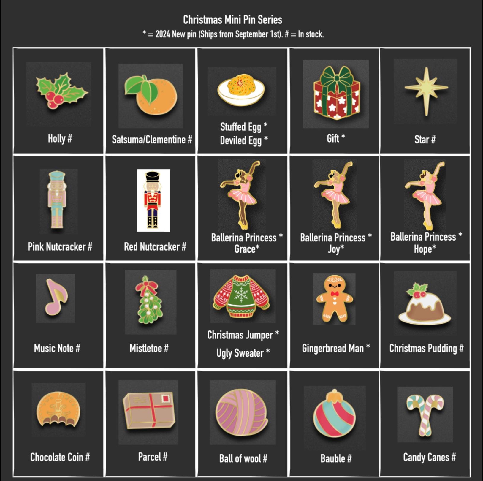 24 Enamel mini pin Christmas Advent Calendar, family fun lapel badges, Stocking stuffer, brooches, nutcracker, DIY