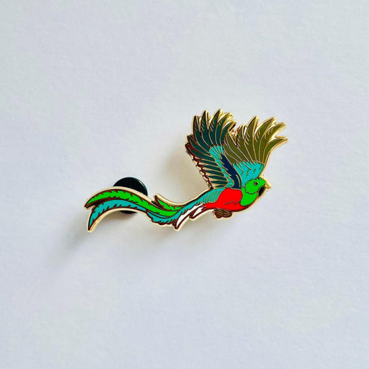 Resplendent quetzal gold hard enamel pin