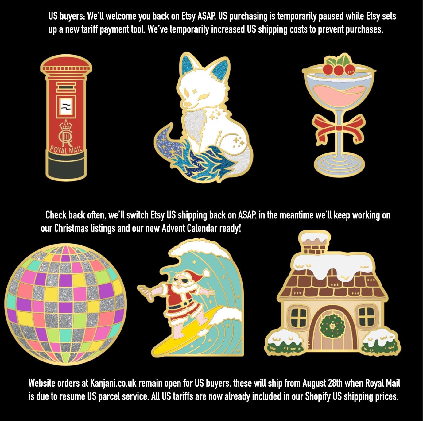 a bunch of different types of pins on a black background