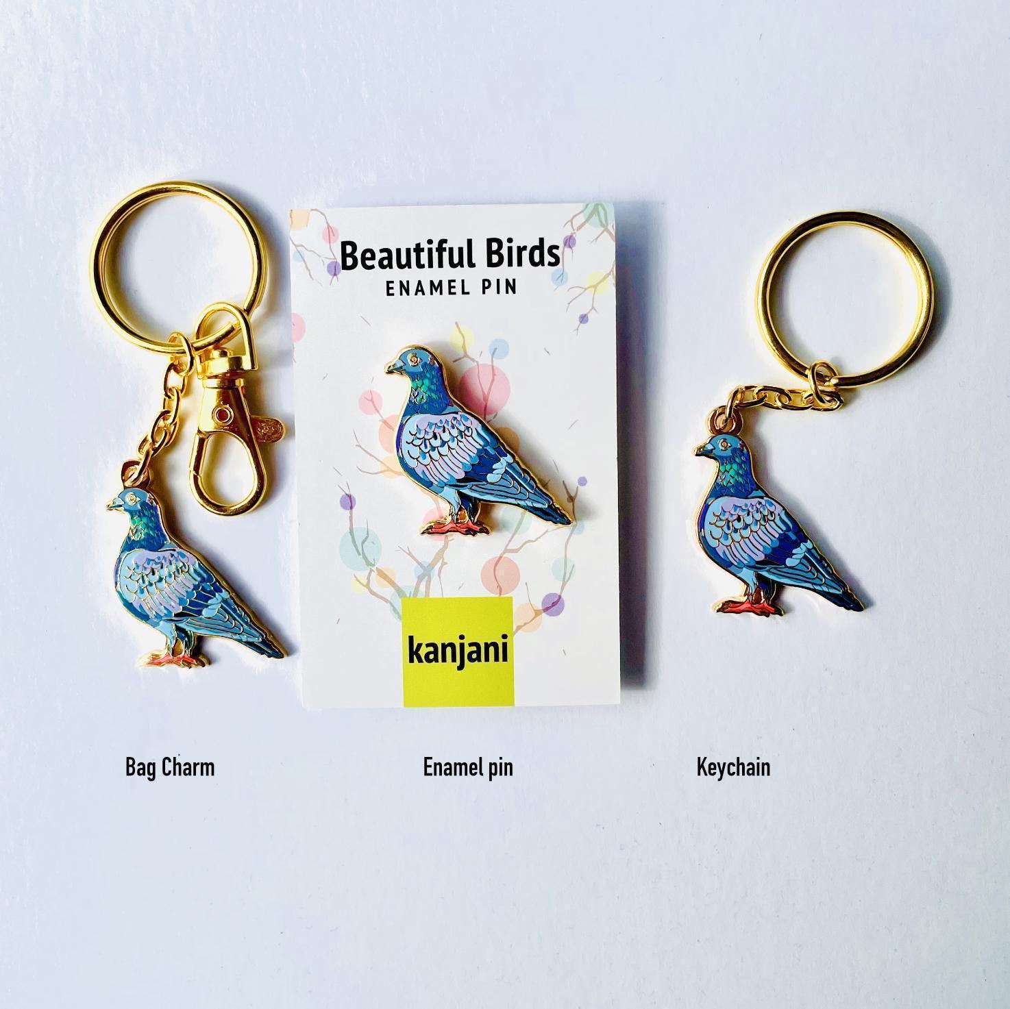 Pigeon Enamel pin gift, keychain, Rock Dove lapel brooch badge, birdwatching, Birder,