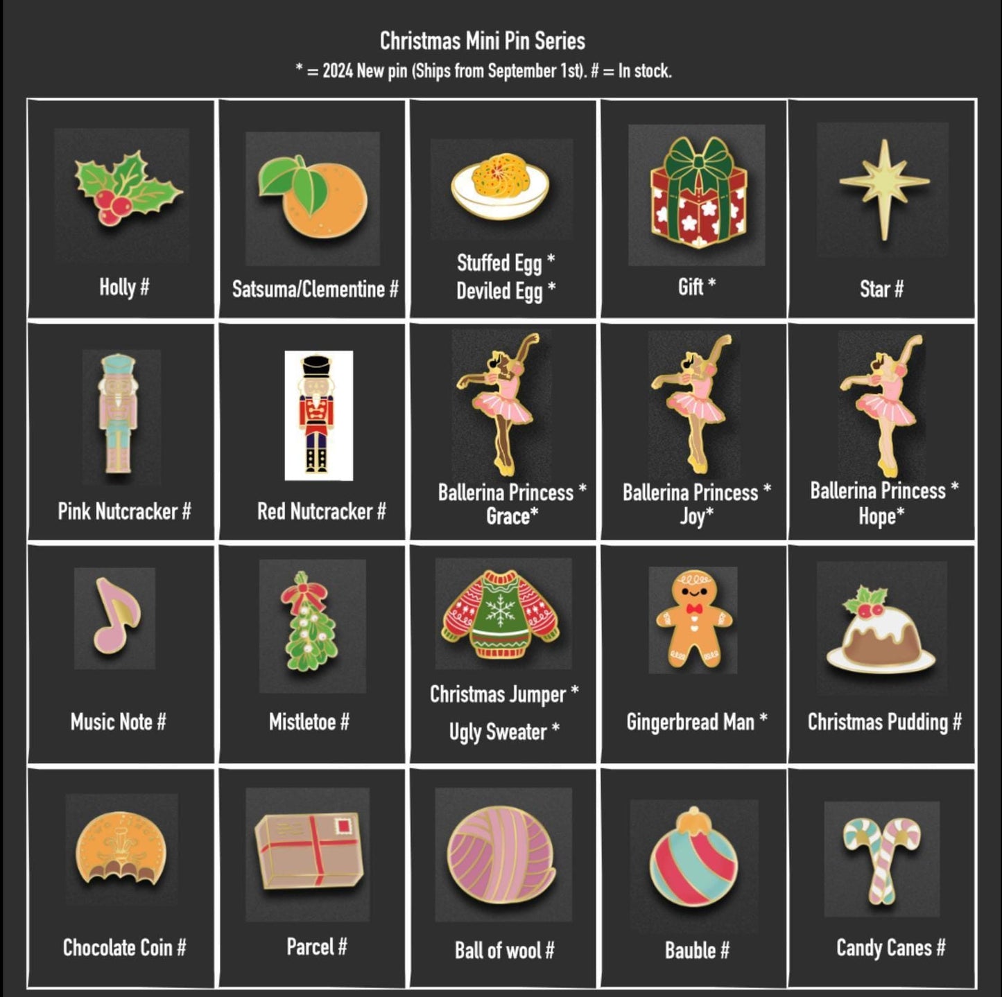 30 Christmas Enamel pin gifts, mini lapel badge, advent Calendar, Stocking stuffer, lanyard