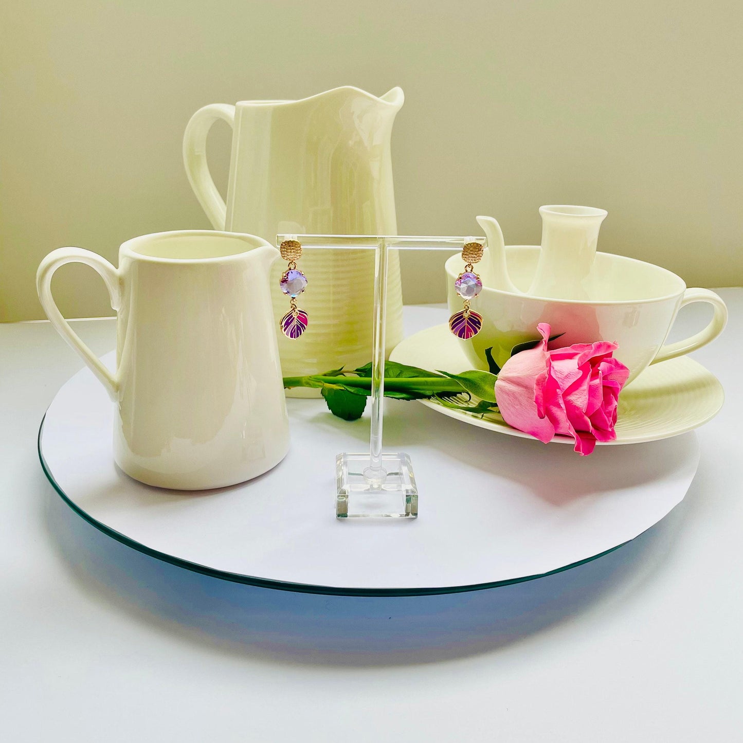 Feather Drop Earrings: Purple and Gold Dangle (Handmade, Lightweight), Advent calendar