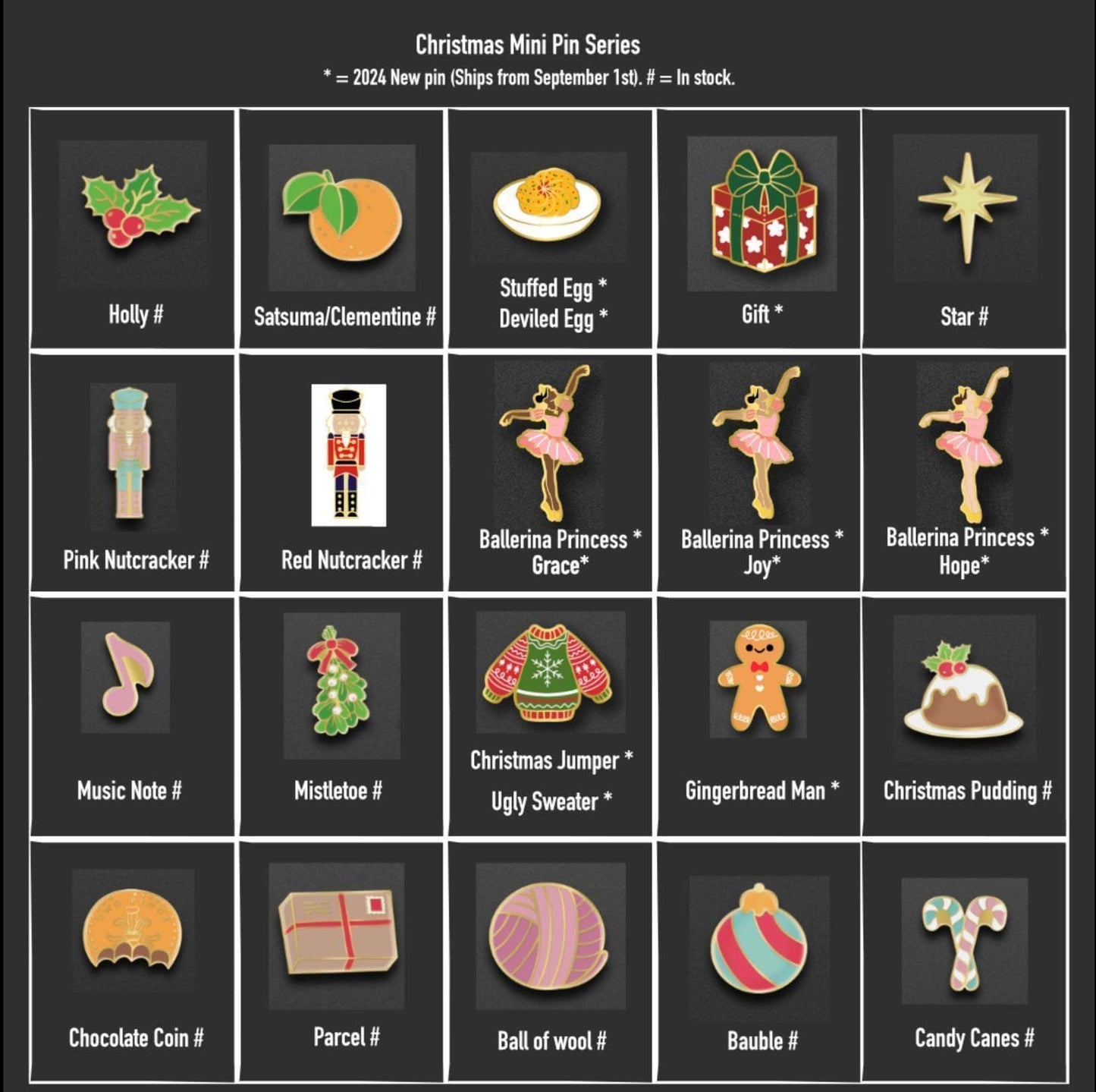 12 Christmas Enamel pin gifts, mini lapel badge, advent Calendar, Stocking stuffer, lanyard