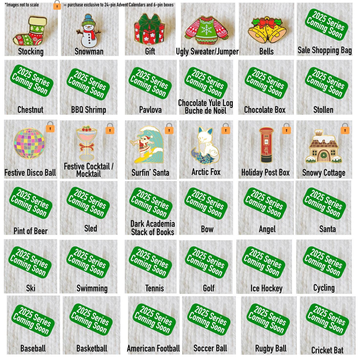24-Pin Custom Christmas Enamel Mini Pin Advent Calendar – DIY Surprise Gift Box, Stocking Stuffer, Festive Party Game