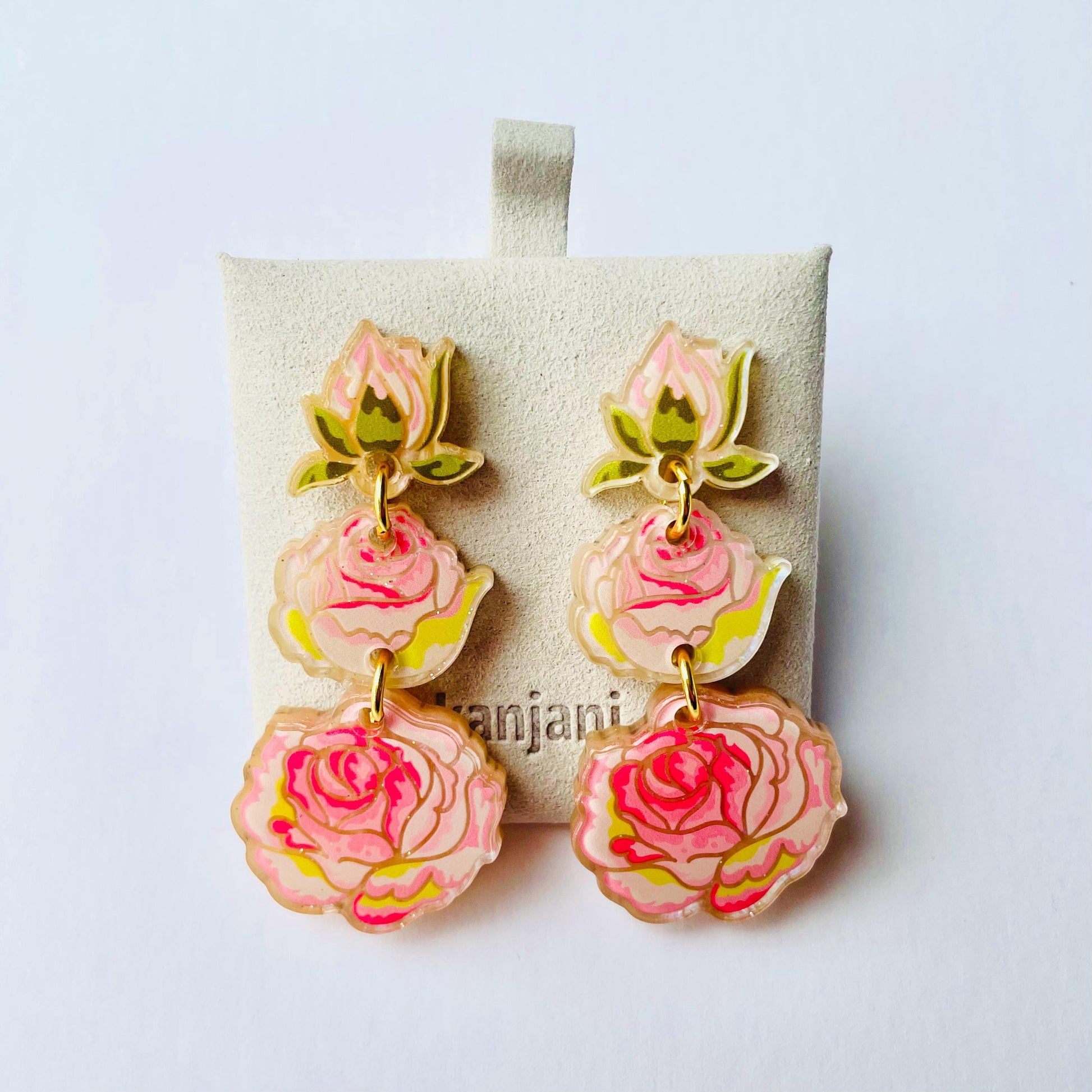 Orange Chrysanthemum Earrings - Acrylic Floral Stud Dangles, Advent calendar