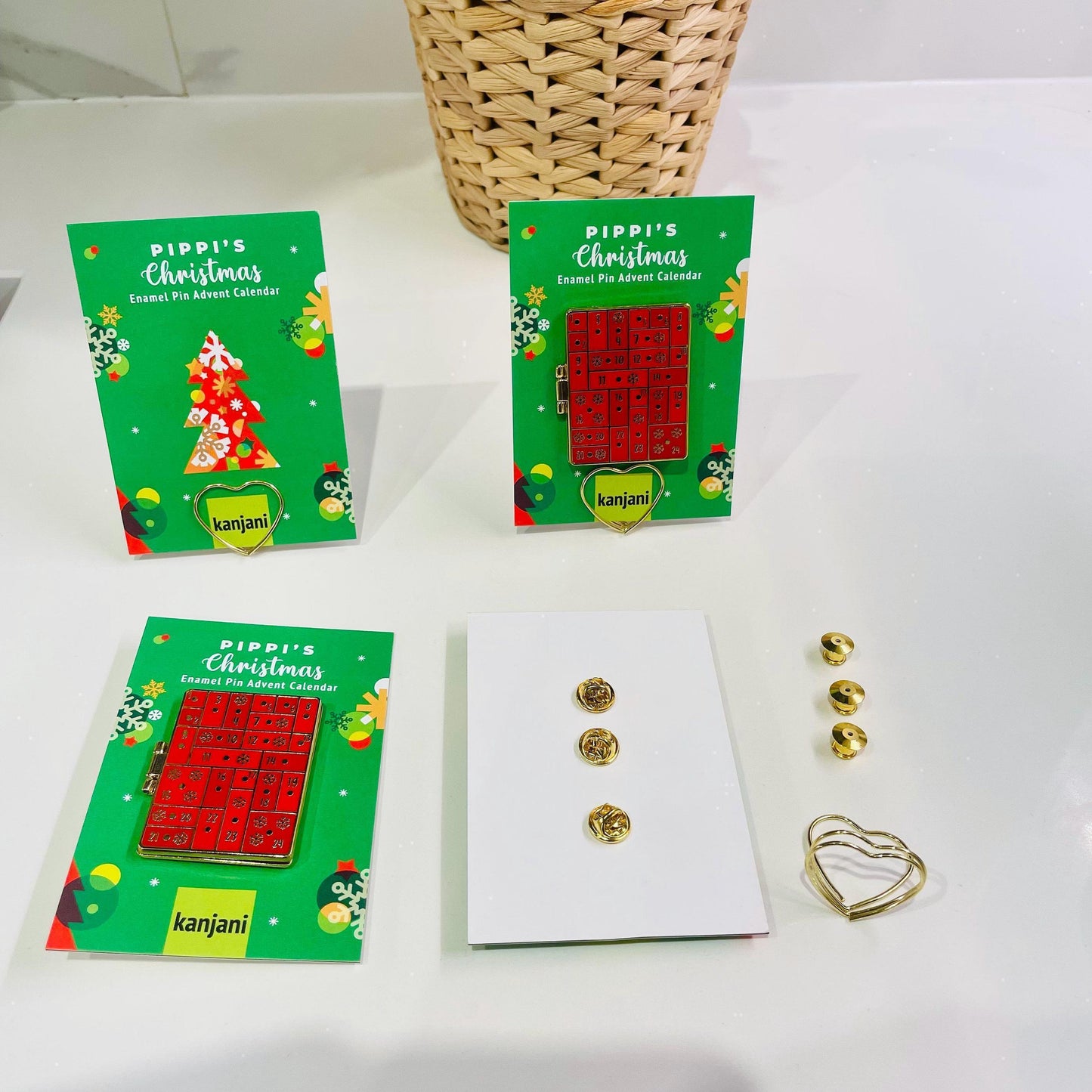 18 Christmas Enamel pin gifts, mini lapel badge, advent Calendar, Stocking stuffer, lanyard