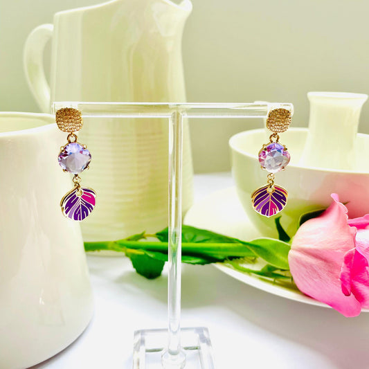 Feather Drop Earrings: Purple and Gold Dangle (Handmade, Lightweight), Advent calendar