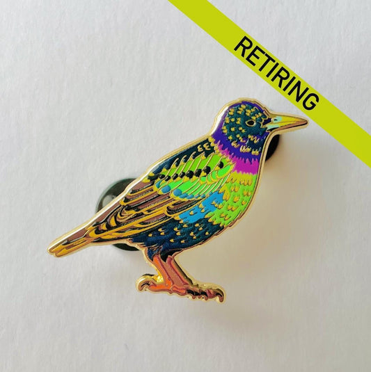 Starling Enamel pin gift, bird lapel badge