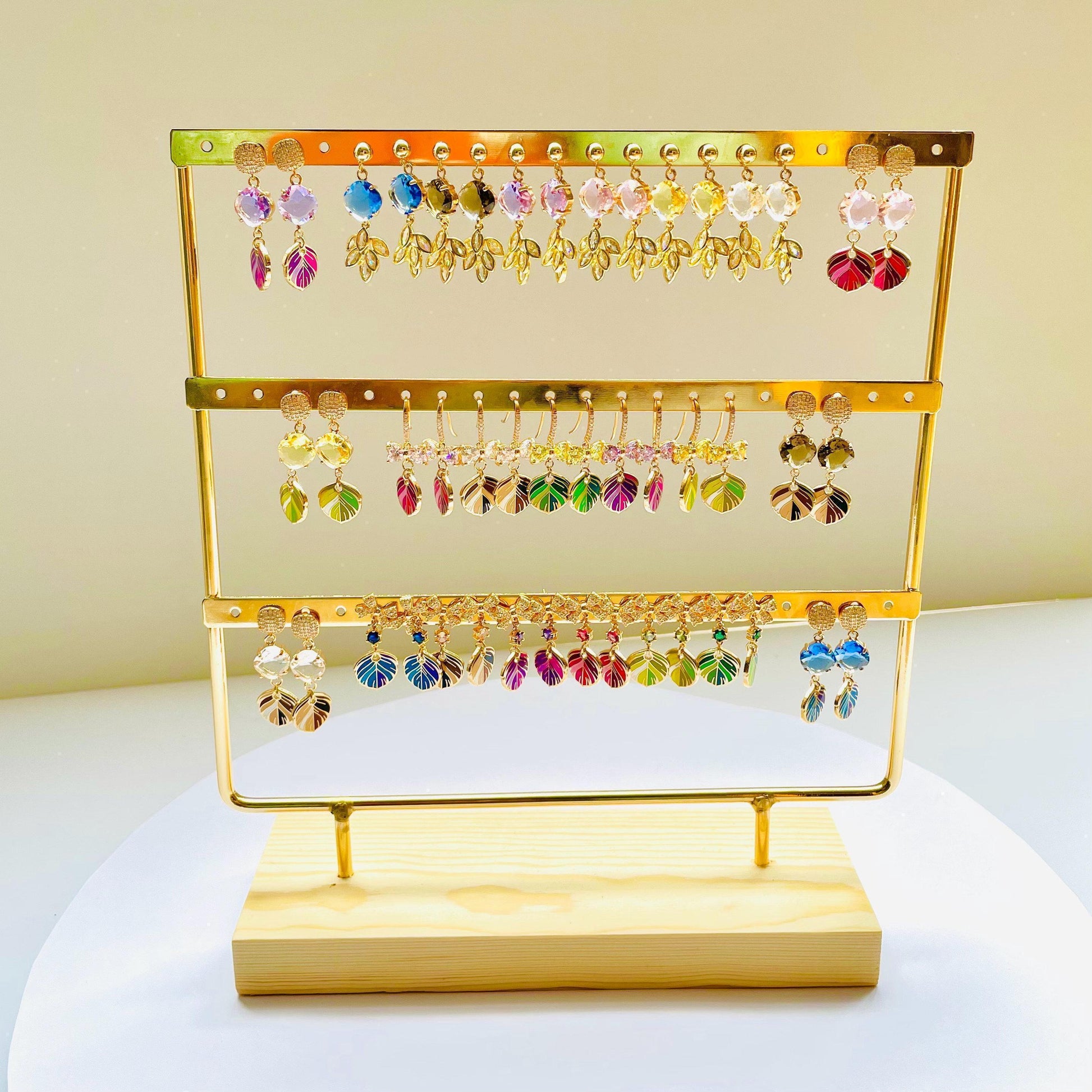 Purple Feather Earrings: Dangle Drop with Gold and Crystal Details, Advent calendar