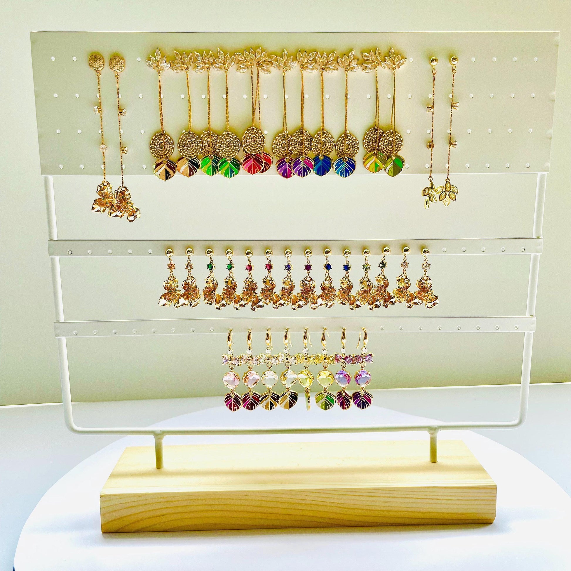 Purple Feather Earrings: Dangle Drop with Gold and Crystal Details, Advent calendar