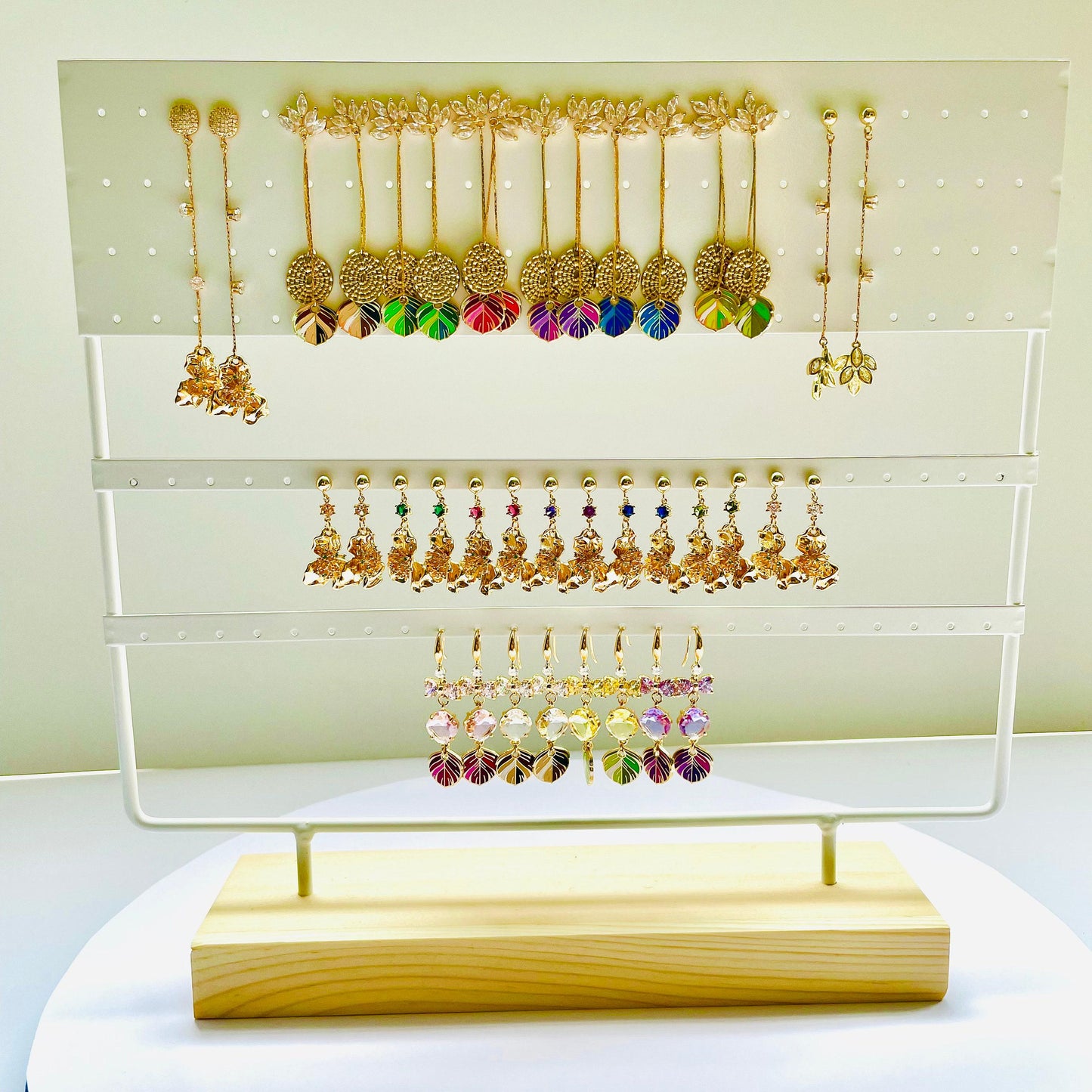 Feather Drop Earrings: Red and Gold with Crystal Bow (Triple Pendant), Advent calendar