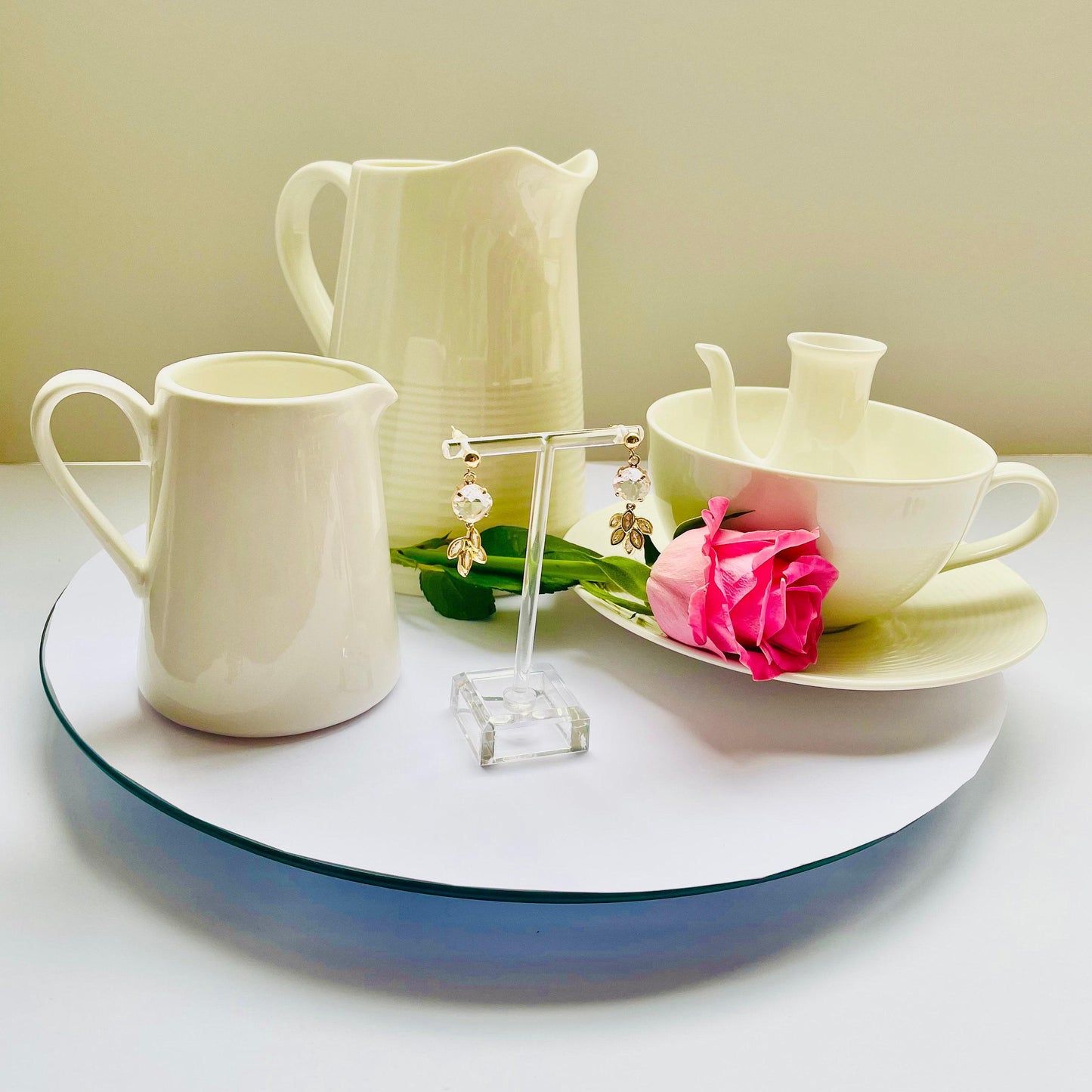 Clear Crystal Feather Earrings: Dangle Drop with Gold Cubic Zirconia, Advent calendar