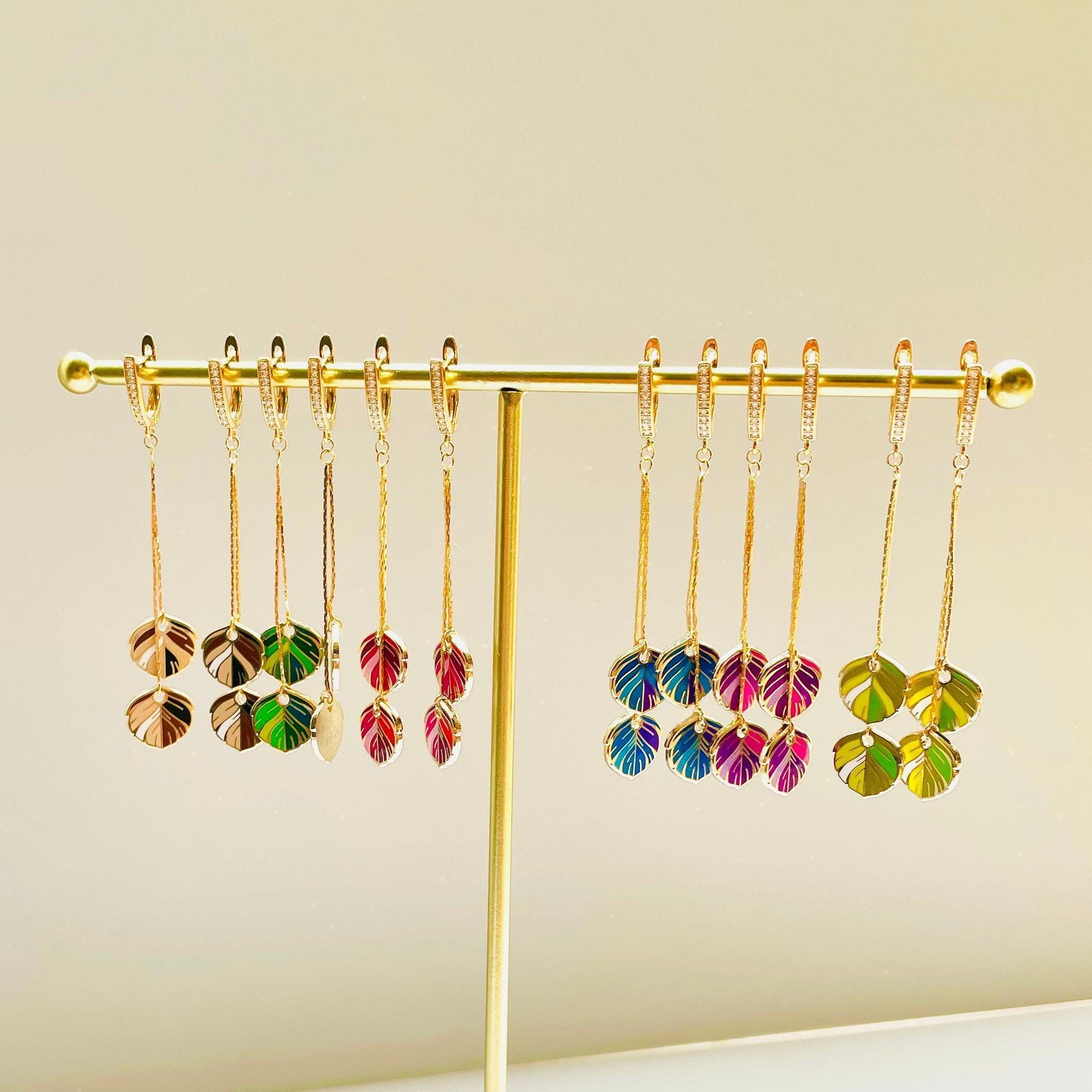 Clear Crystal Feather Earrings: Dangle Drop with Gold Cubic Zirconia, Advent calendar