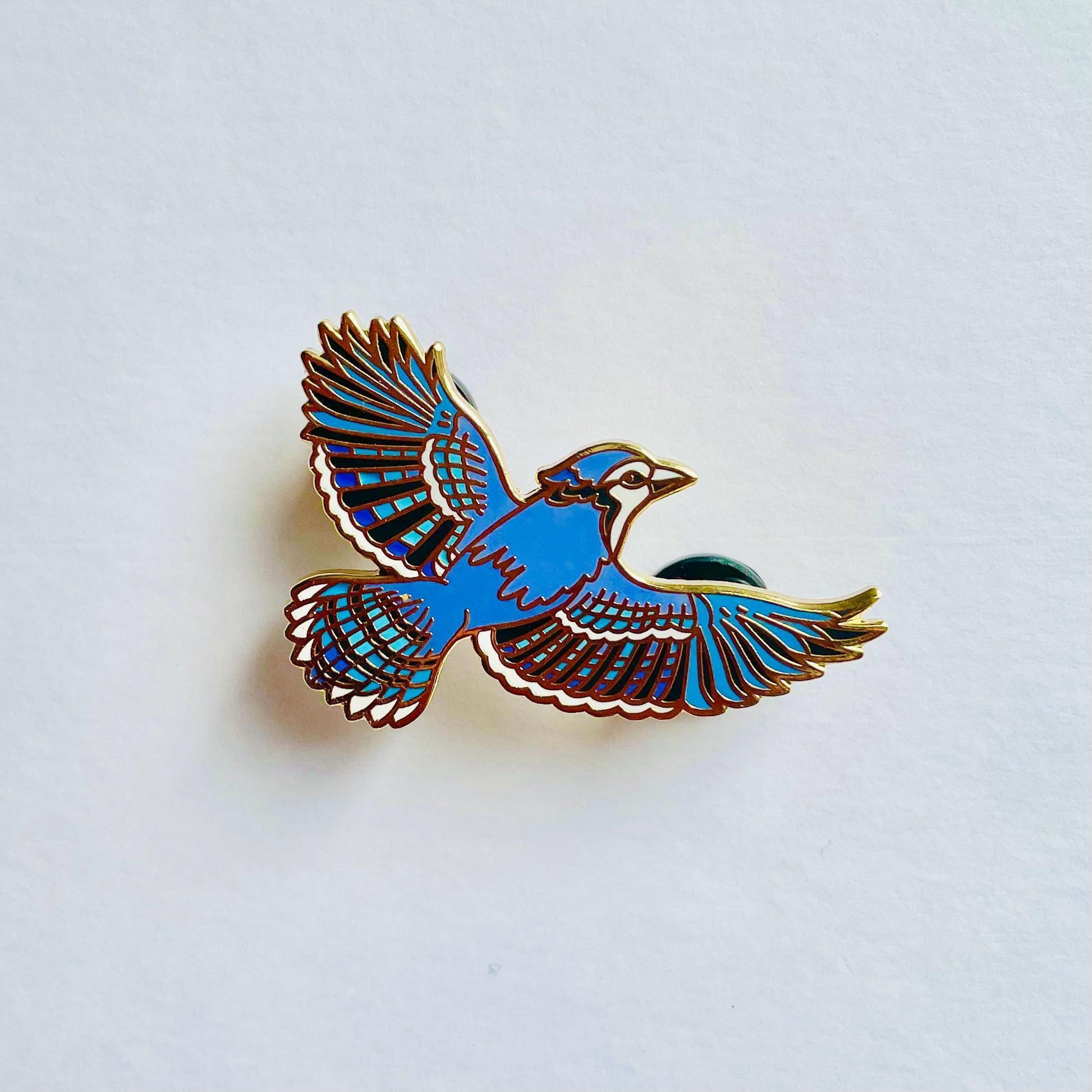 Blue Jay v.2 Enamel pin gift, Bird lapel badge, Gift him, her, kingfisher, pigeon, magpie