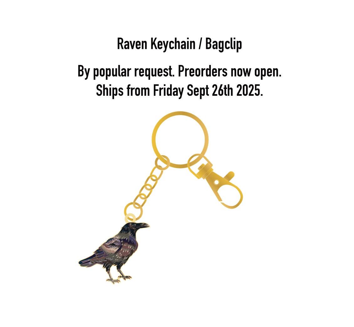 Raven Keychain, Crow Keychain,